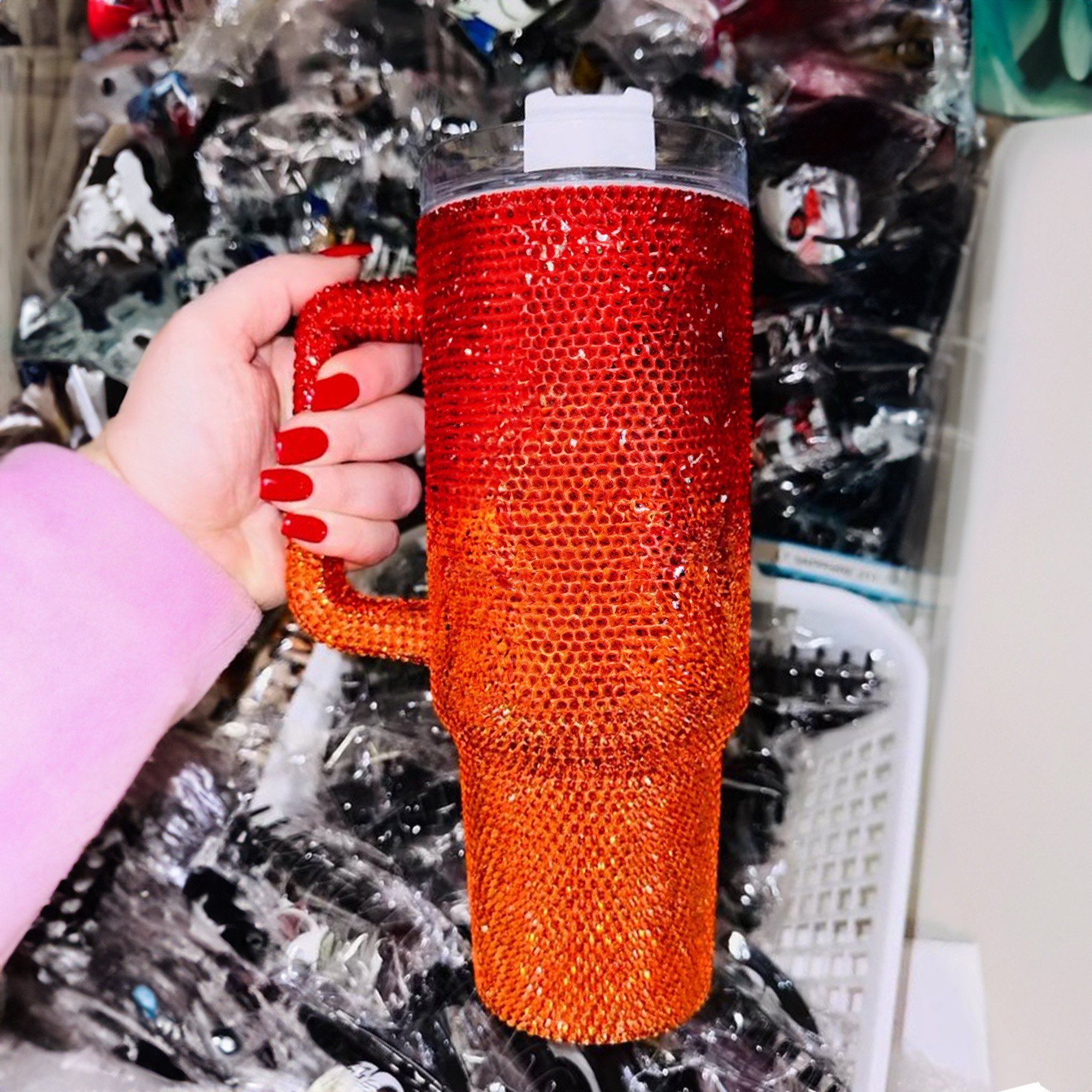 Rhinestone Bling Kansas City Chiefs NFL Custom Stanley Cup 40 oz 30 oz Tumbler With Handle