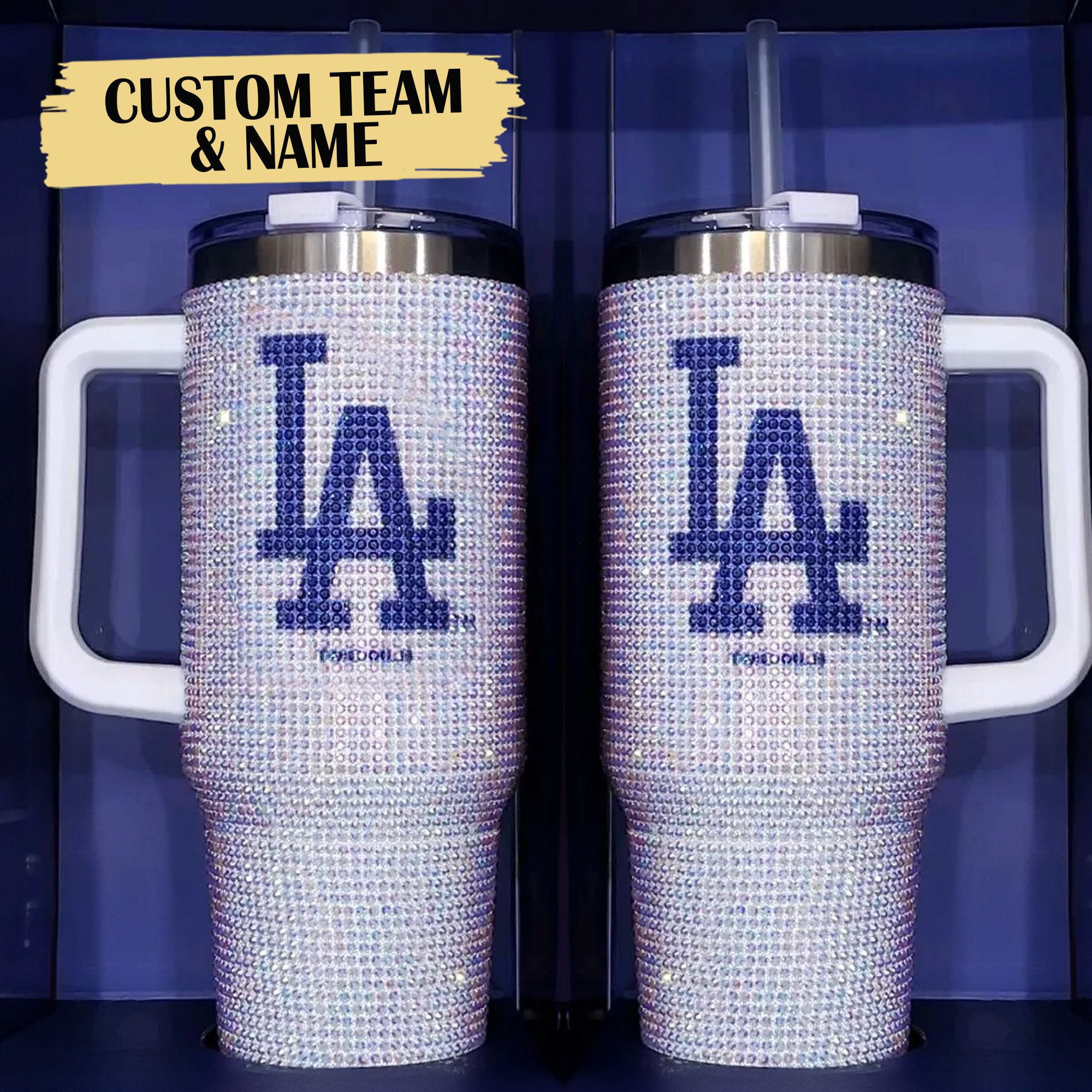Rhinestone Bling Los Angeles Dodgers MLB Custom Stanley Cup 40 oz 30 oz Tumbler With Handle