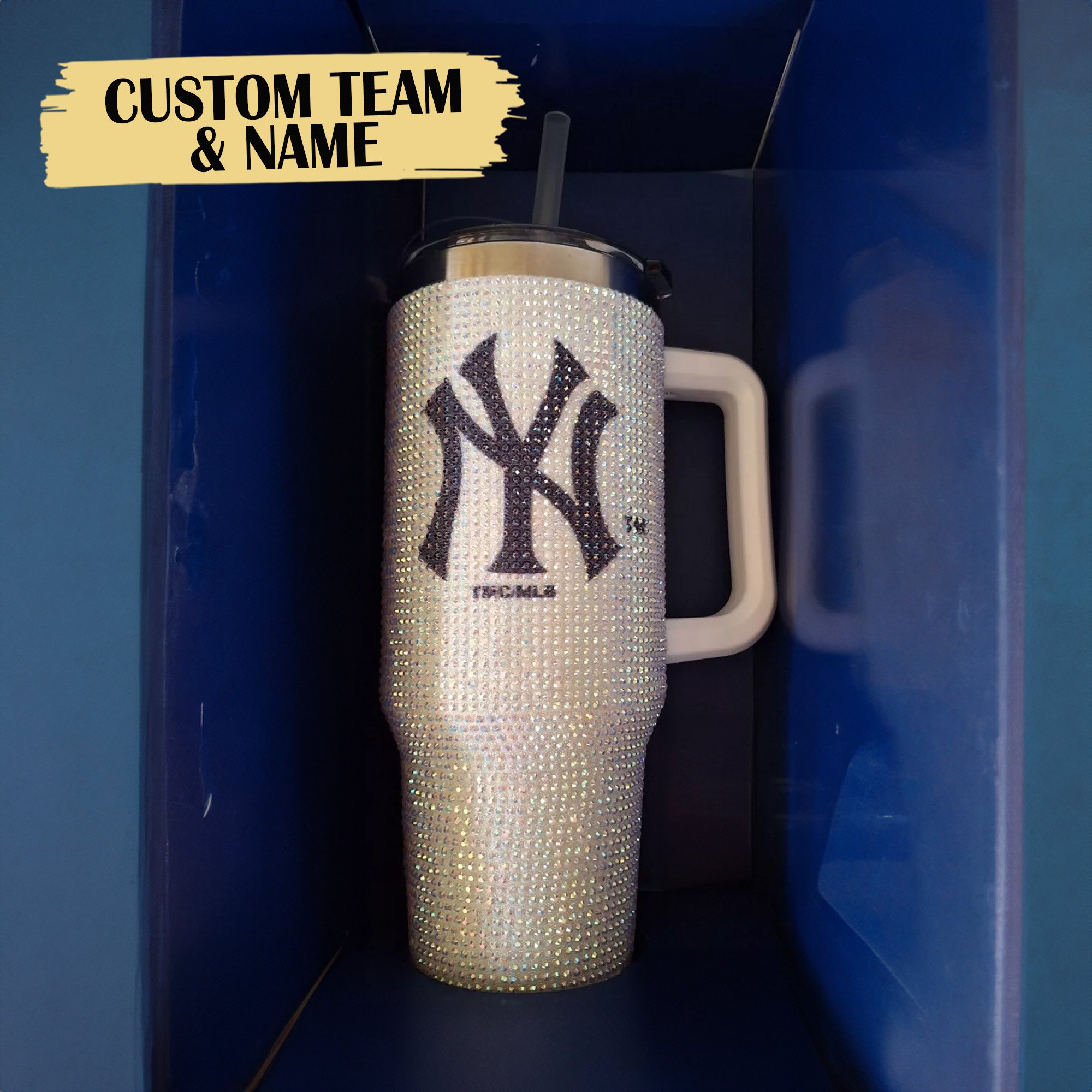 Rhinestone Bling New York Yankees MLB Custom Stanley Cup 40 oz 30 oz Tumbler With Handle