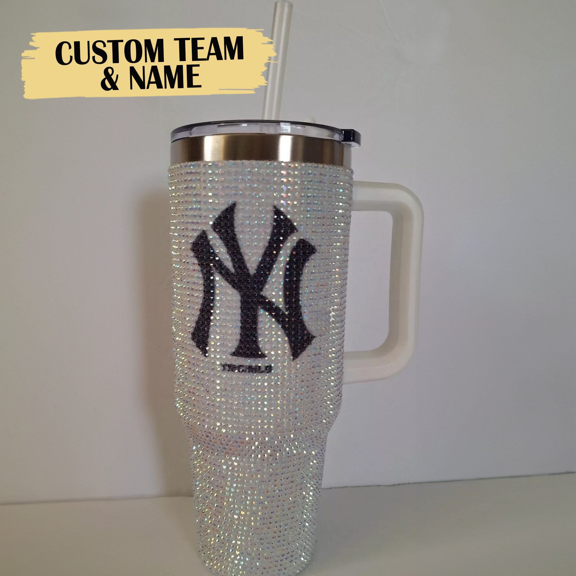Rhinestone Bling New York Yankees MLB Custom Stanley Cup 40 oz 30 oz Tumbler With Handle