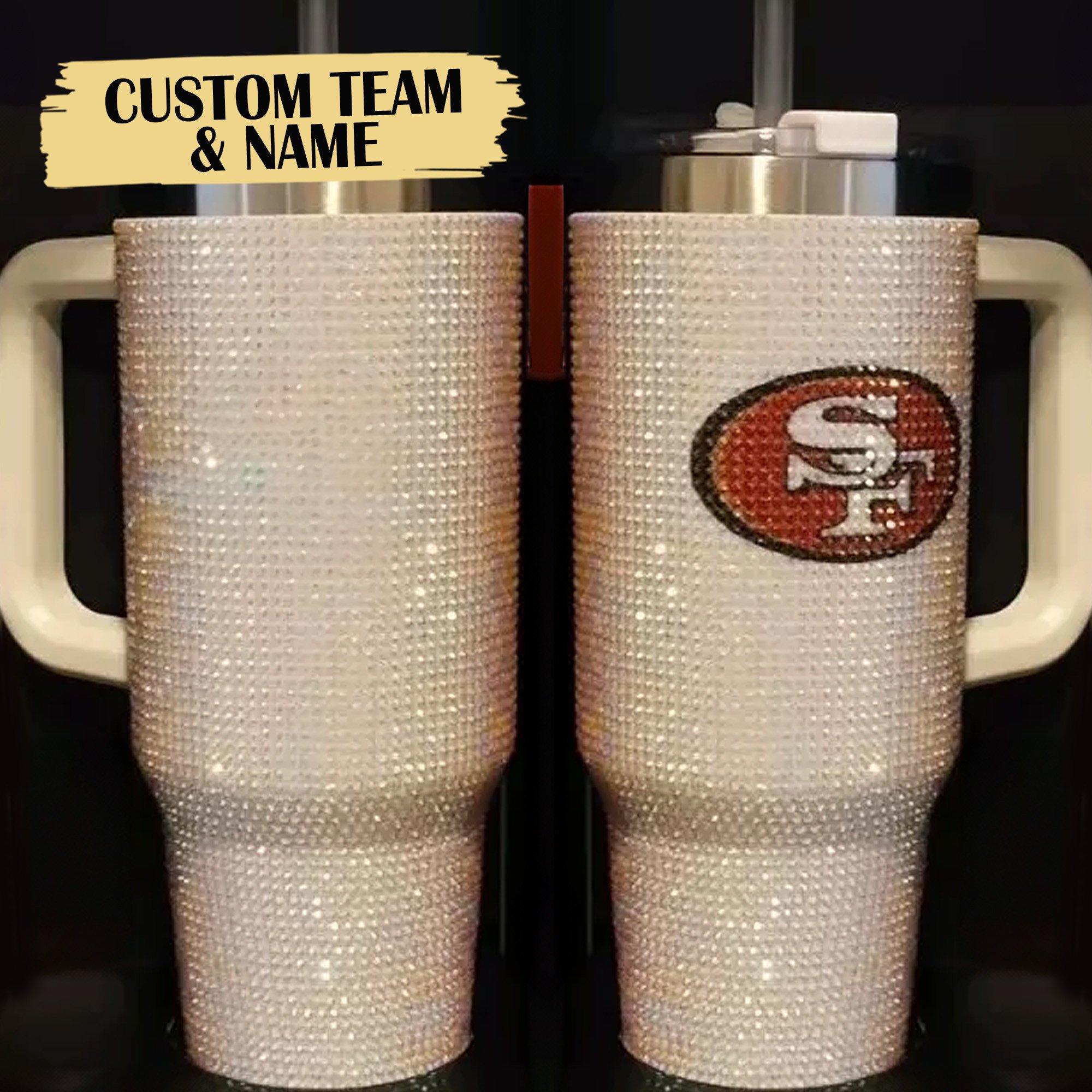 Rhinestone Bling San Francisco 49ers NFL Custom Stanley Cup 40 oz 30 oz Tumbler With Handle