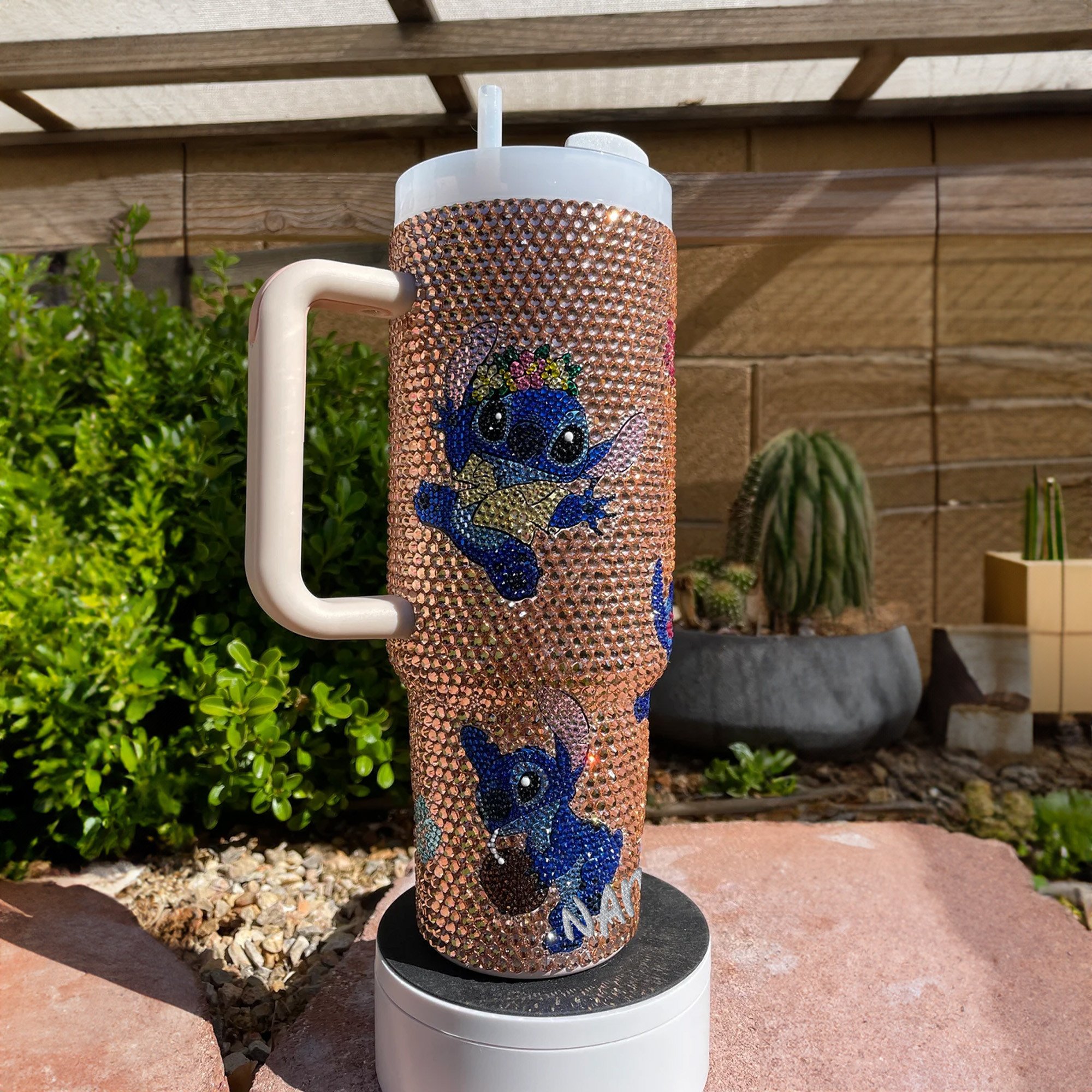 Rhinestone Bling Stitch Cartoon Custom Stanley Cup 40 oz 30 oz Tumbler With Handle