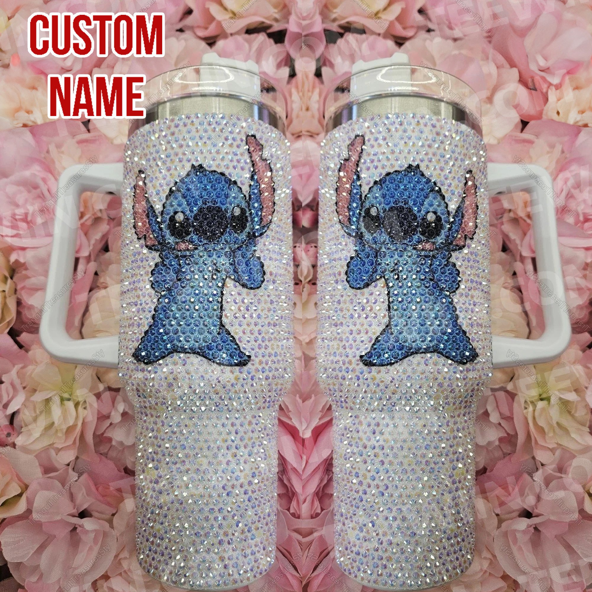 Rhinestone Bling Stitch Cartoon Custom Stanley Cup 40 oz 30 oz Tumbler With Handle