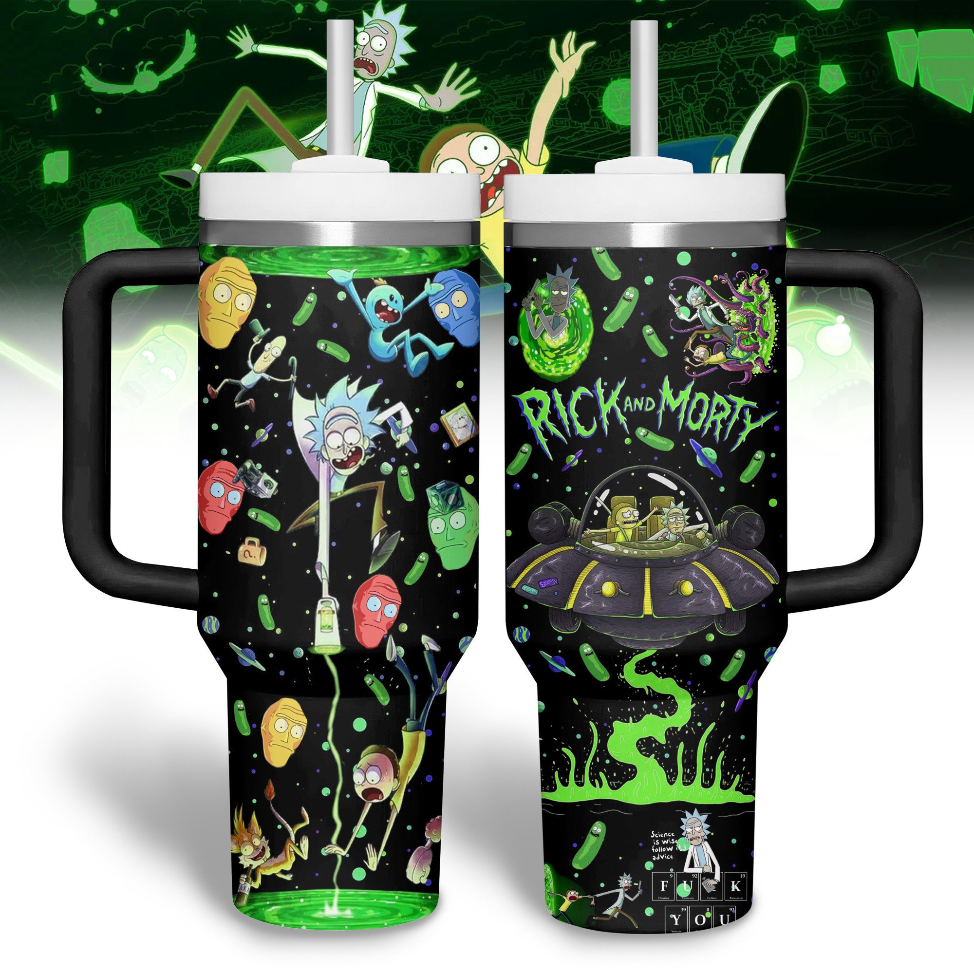 Rick and Morty TV Series Custom Stanley Cup 40 oz 30 oz Tumbler With Handle