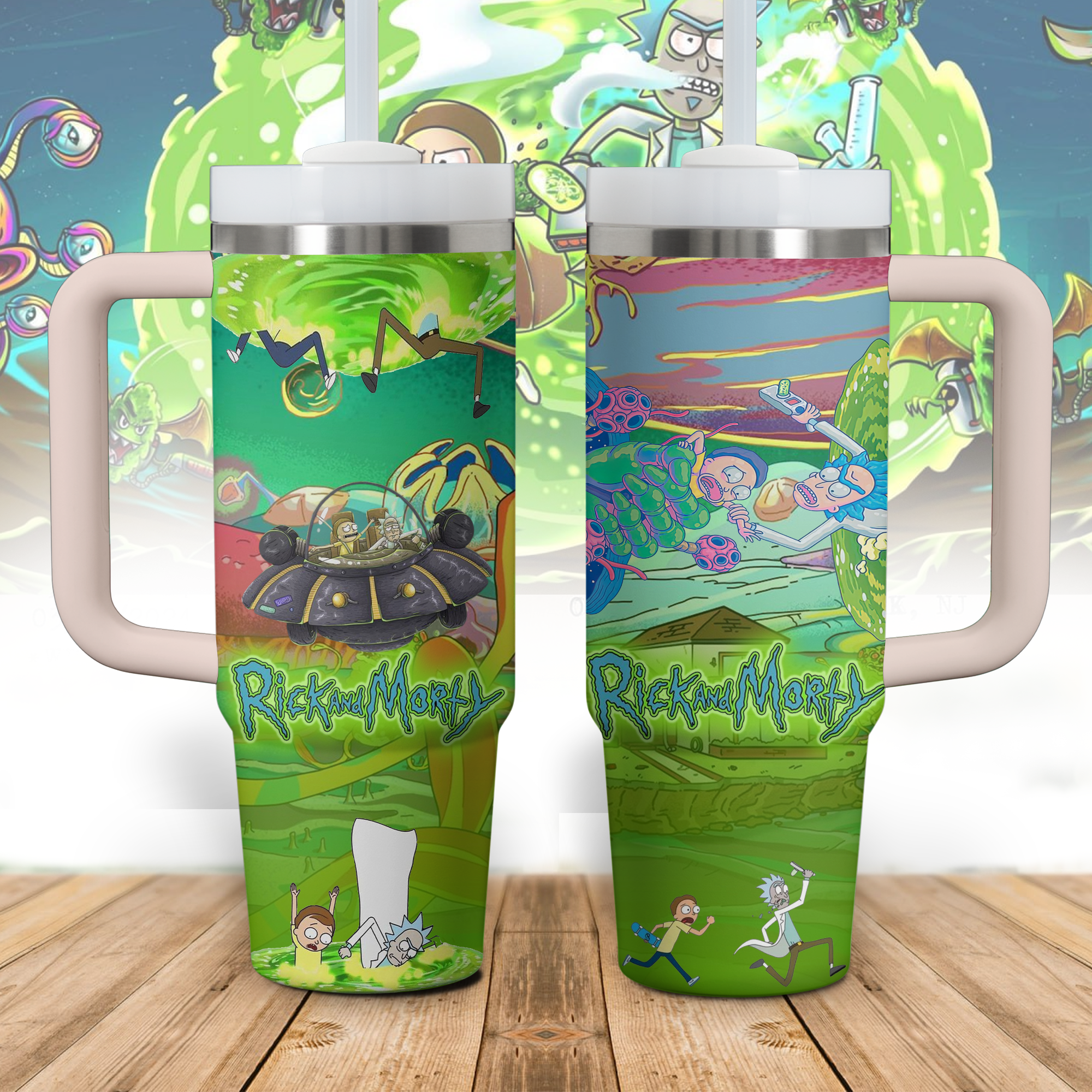 Rick And Morty TV Series Custom Stanley Cup 40 oz 30 oz Tumbler With Handle