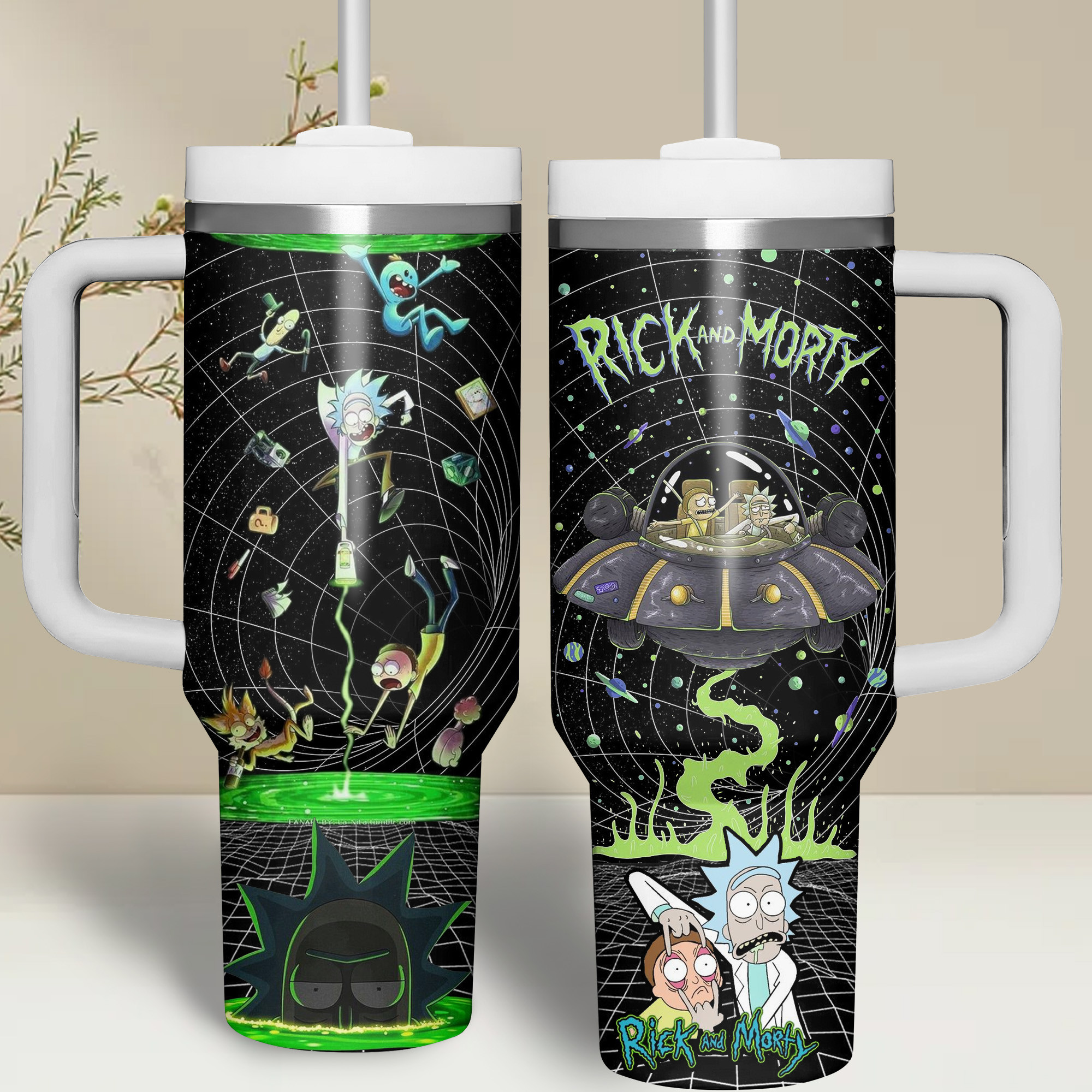 Rick and Morty TV Series Custom Stanley Cup 40 oz 30 oz Tumbler With Handle