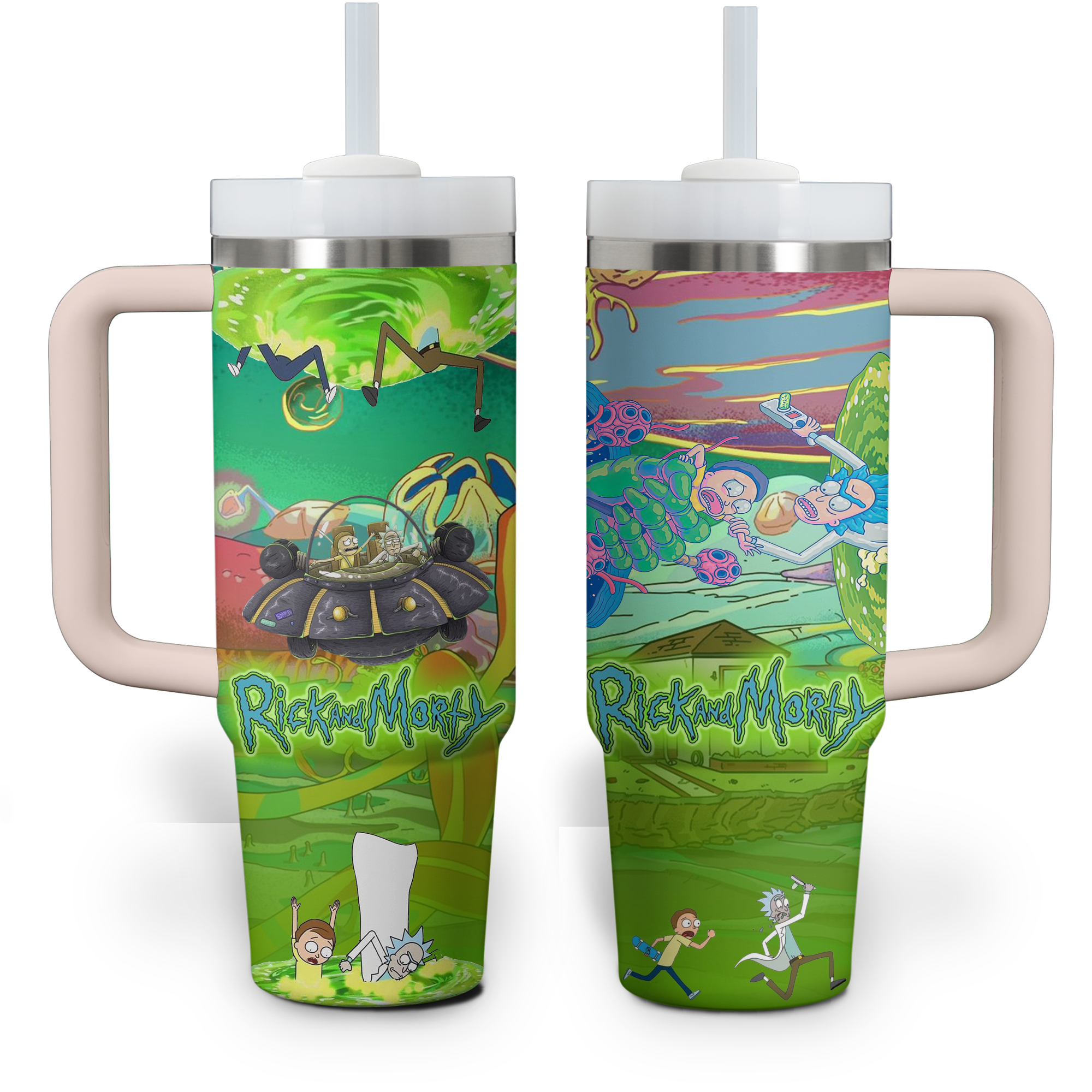 Rick And Morty TV Series Custom Stanley Cup 40 oz 30 oz Tumbler With Handle