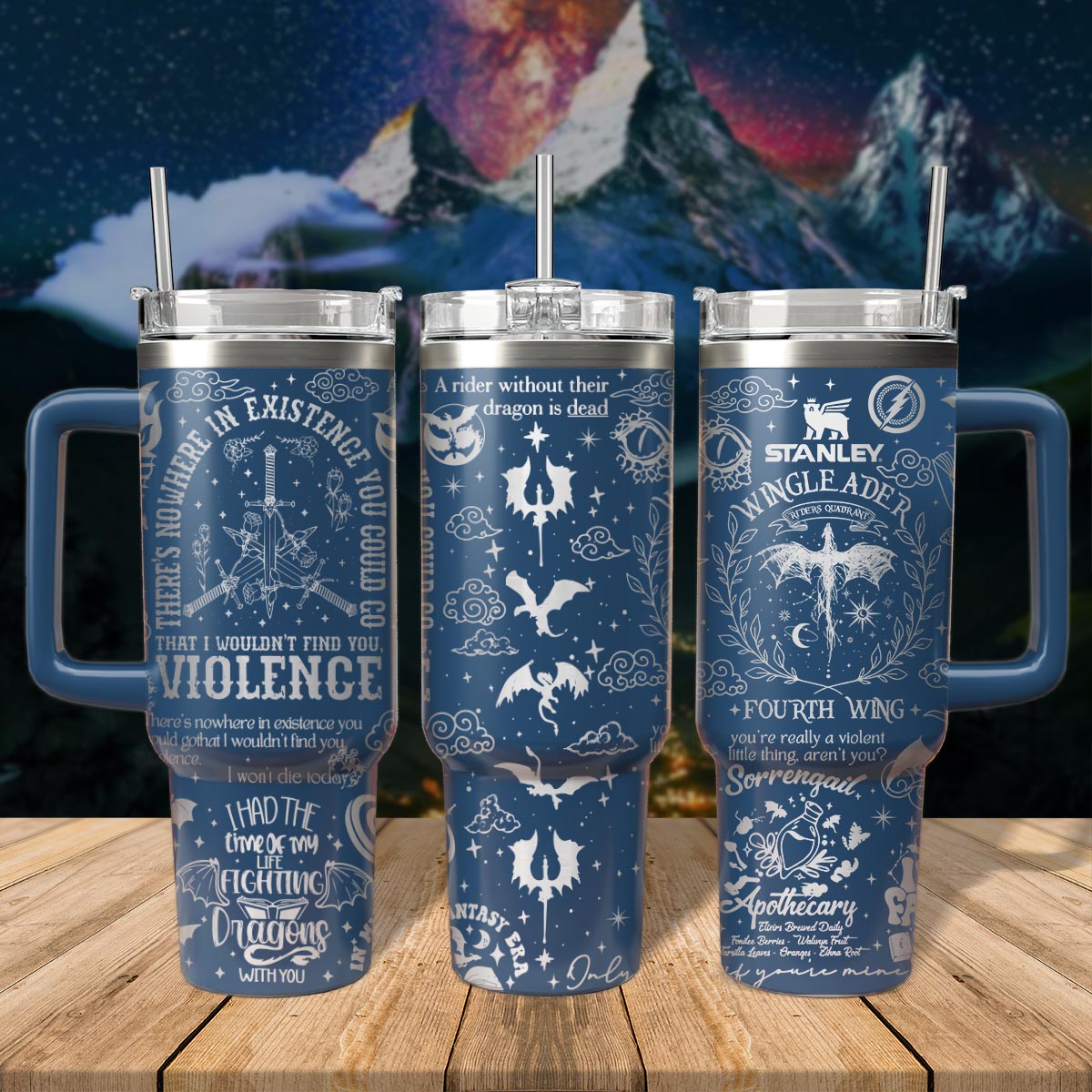Riders Quadrant Fourth Wing Book Custom Stanley Cup 40 oz 30 oz Tumbler With Handle