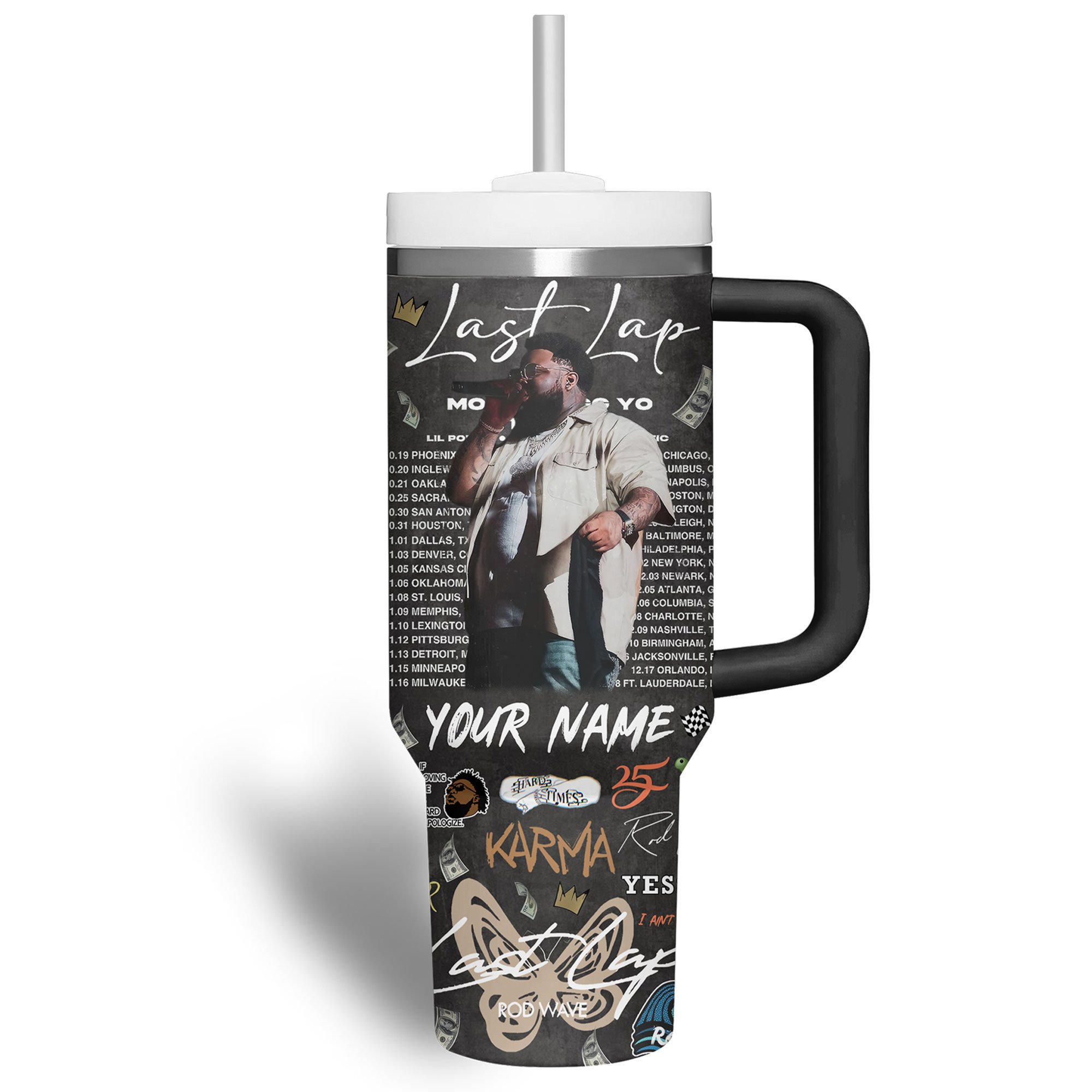 Rod Wave Music Custom Stanley Cup 40 oz 30 oz Tumbler With Handle
