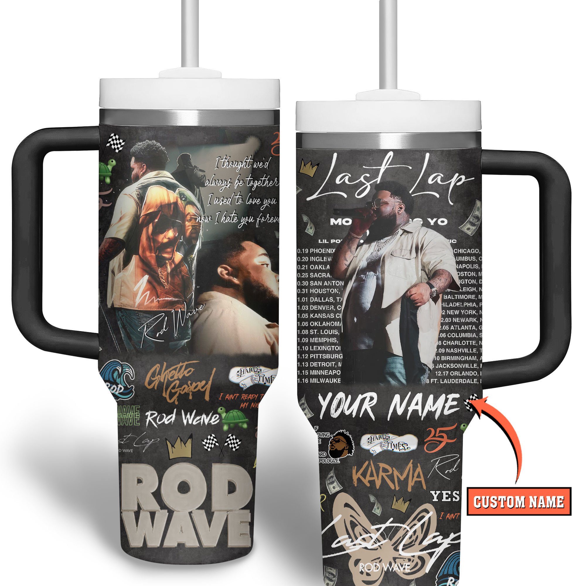Rod Wave Music Custom Stanley Cup 40 oz 30 oz Tumbler With Handle