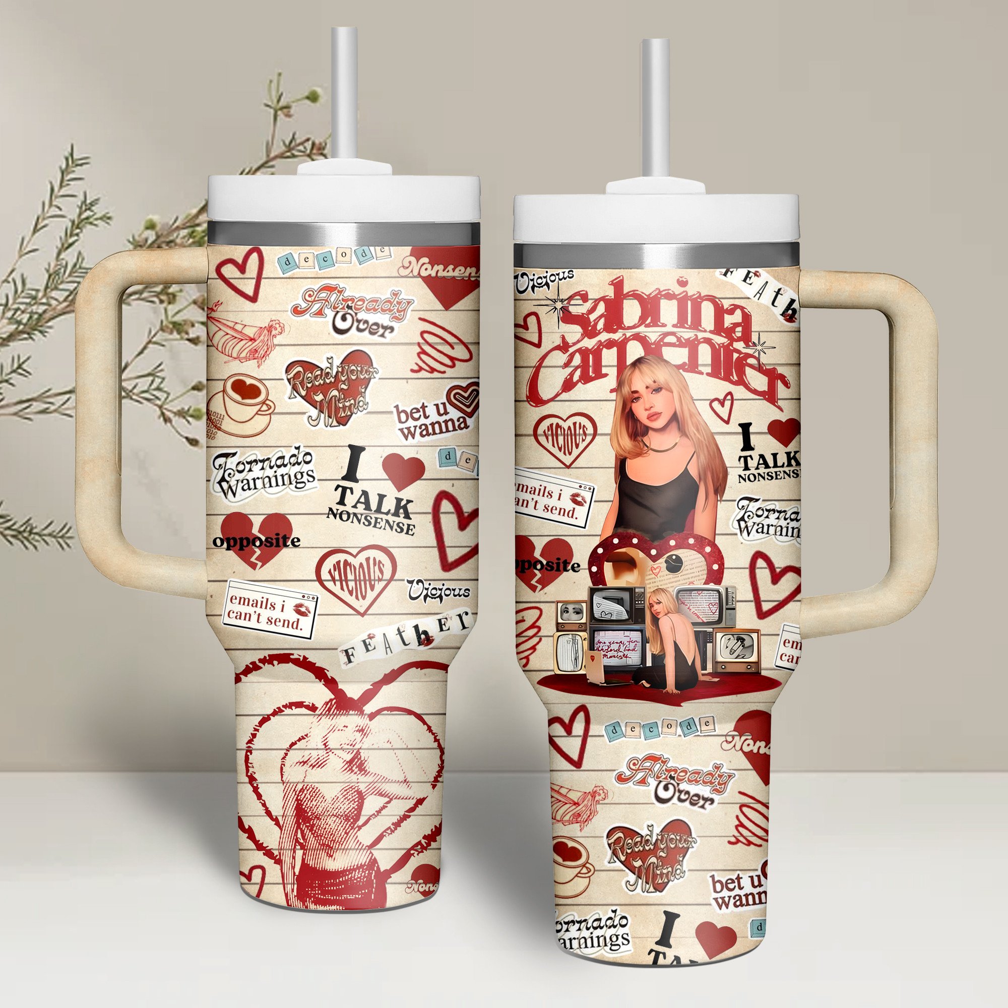 Sabrina Carpenter Music Custom Stanley Cup 40 oz 30 oz Tumbler With Handle