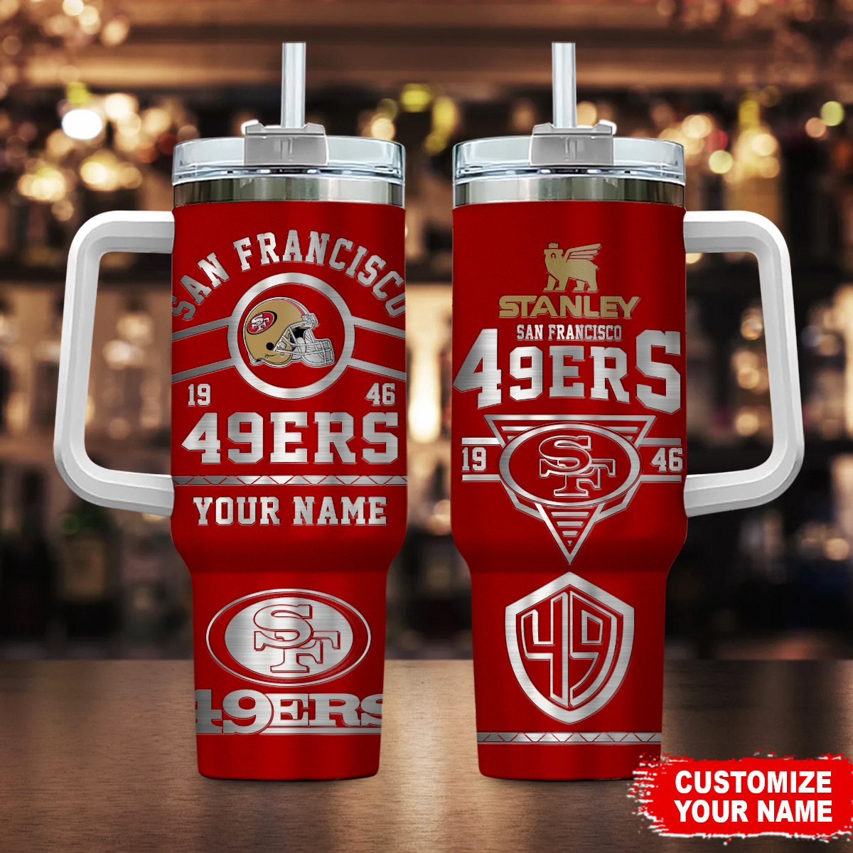 San Francisco 49ers NFL Custom Stanley Cup 40 oz 30 oz Tumbler With Handle