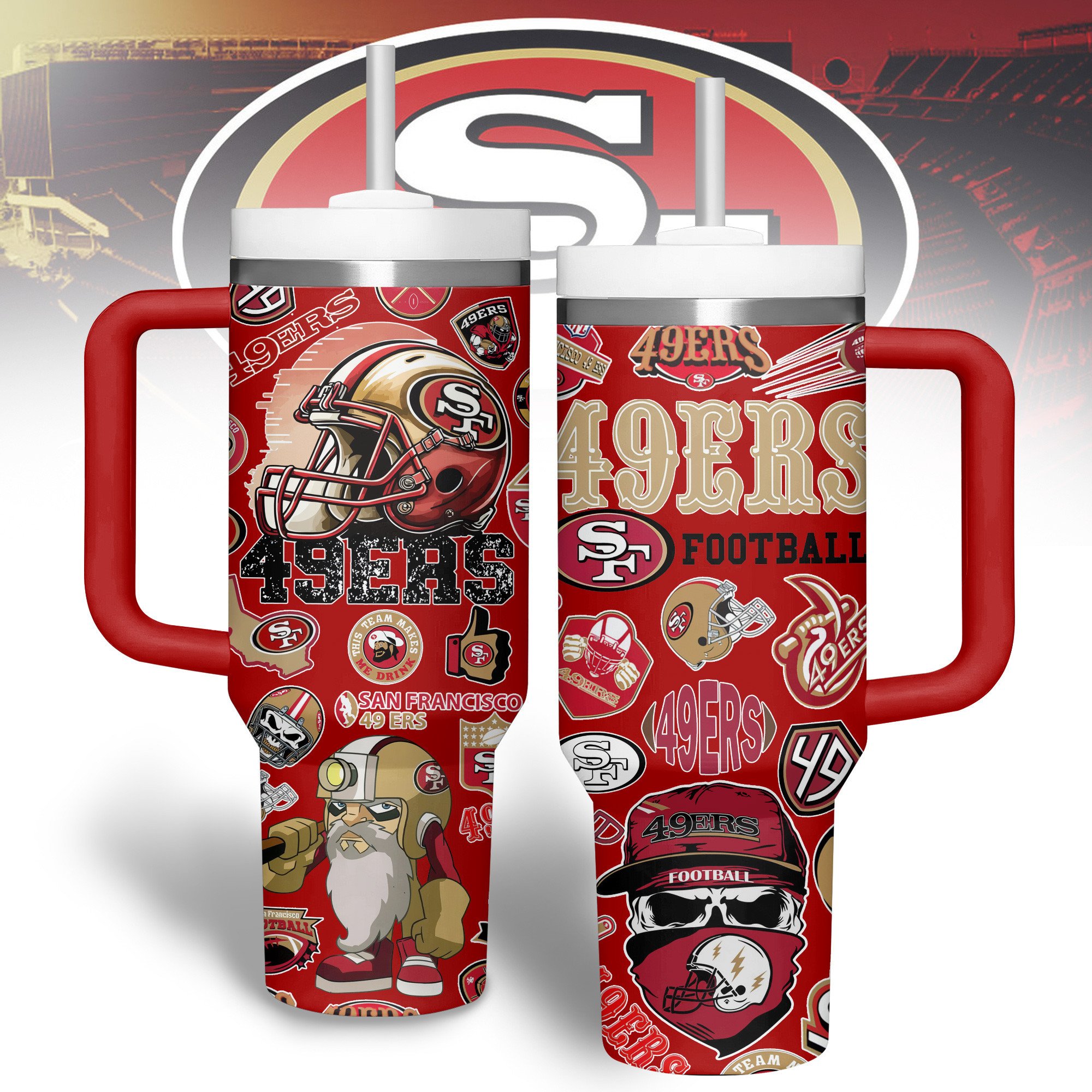 San Francisco 49ers NFL Custom Stanley Cup 40 oz 30 oz Tumbler With Handle