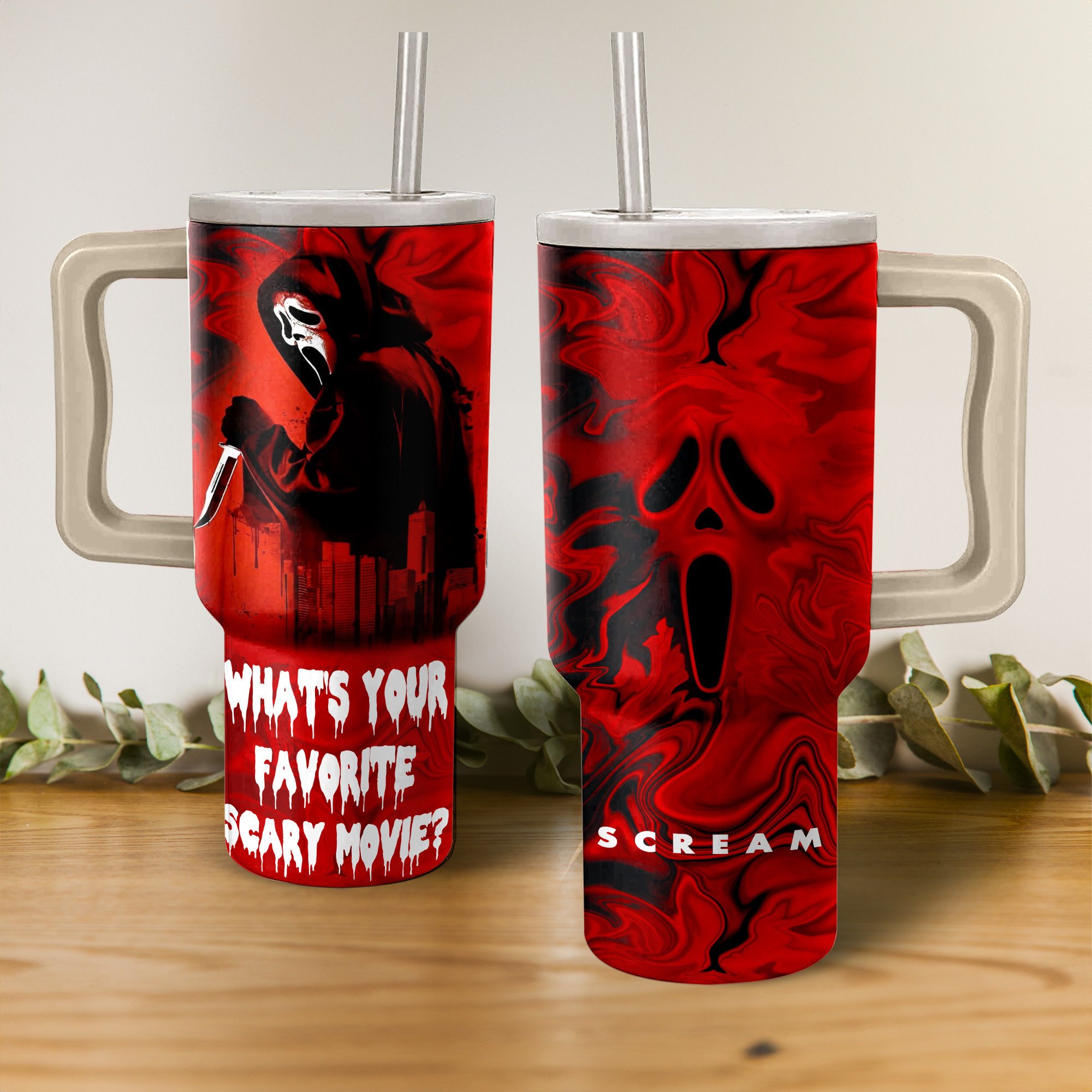 Scream Movies Custom Stanley Cup 40 oz 30 oz Tumbler With Handle