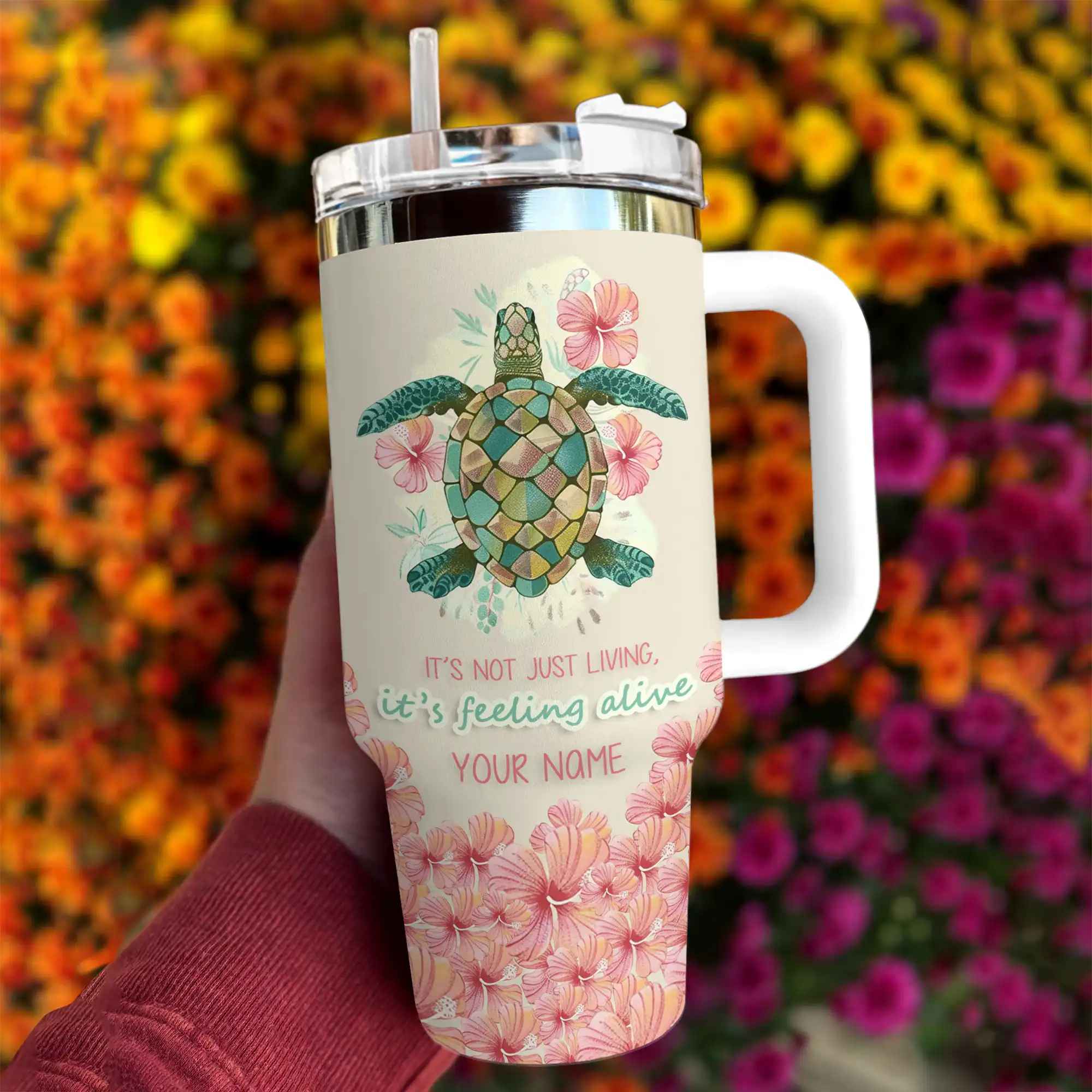 Sea Turtle Feeling Alive Custom Stanley Cup 40 oz 30 oz Tumbler With Handle