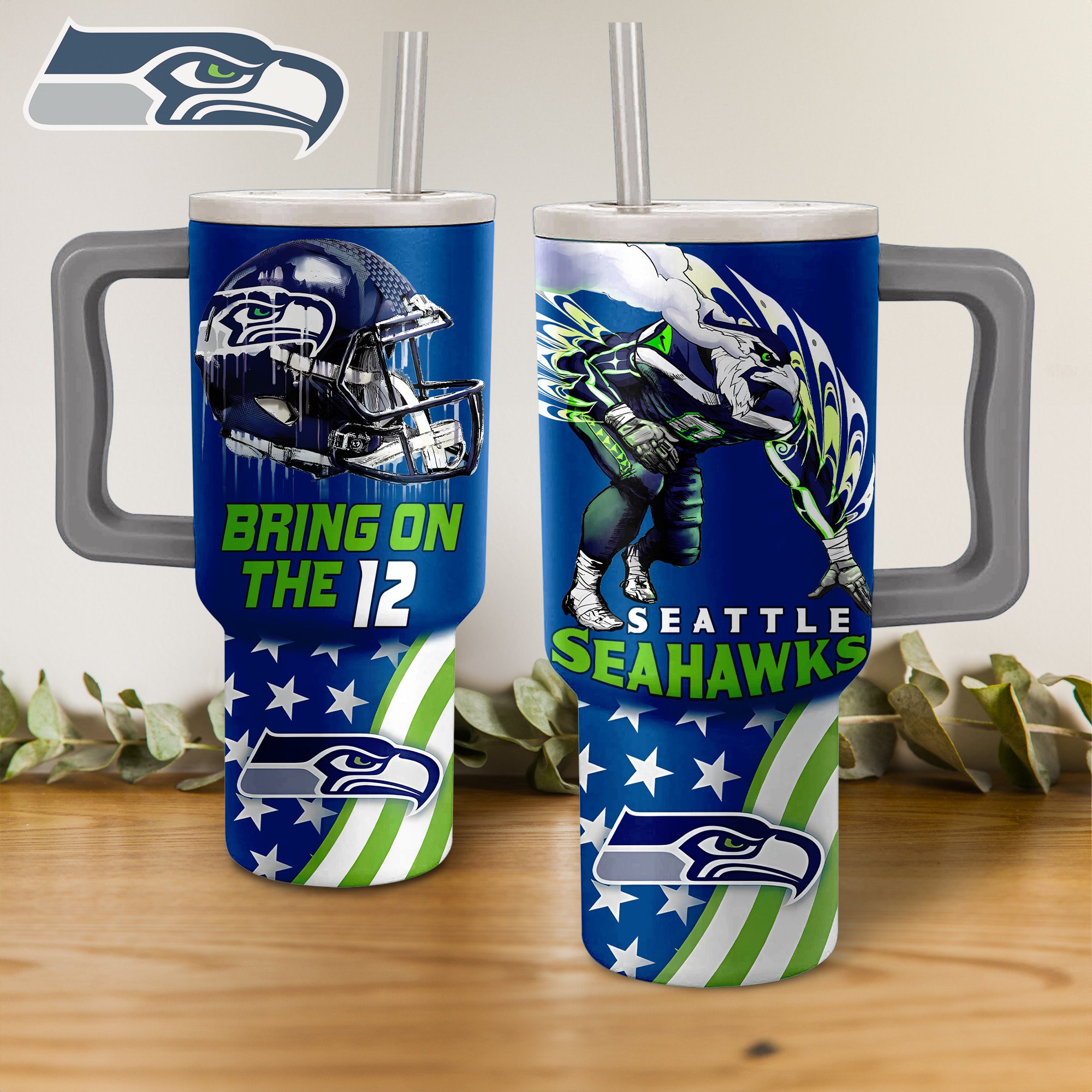 Seattle Seahawks NFL Custom Stanley Cup 40 oz 30 oz Tumbler With Handle