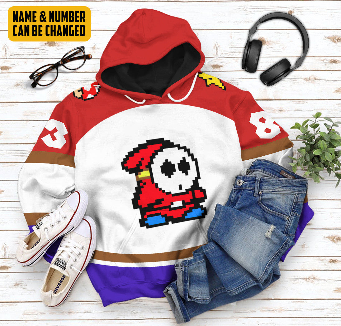 Shy Guy Sports Custom Name Custom Number Costume Hoodie Sweatshirt T-Shirt Sweatpants Tracksuit - Stormmerch Exclusive