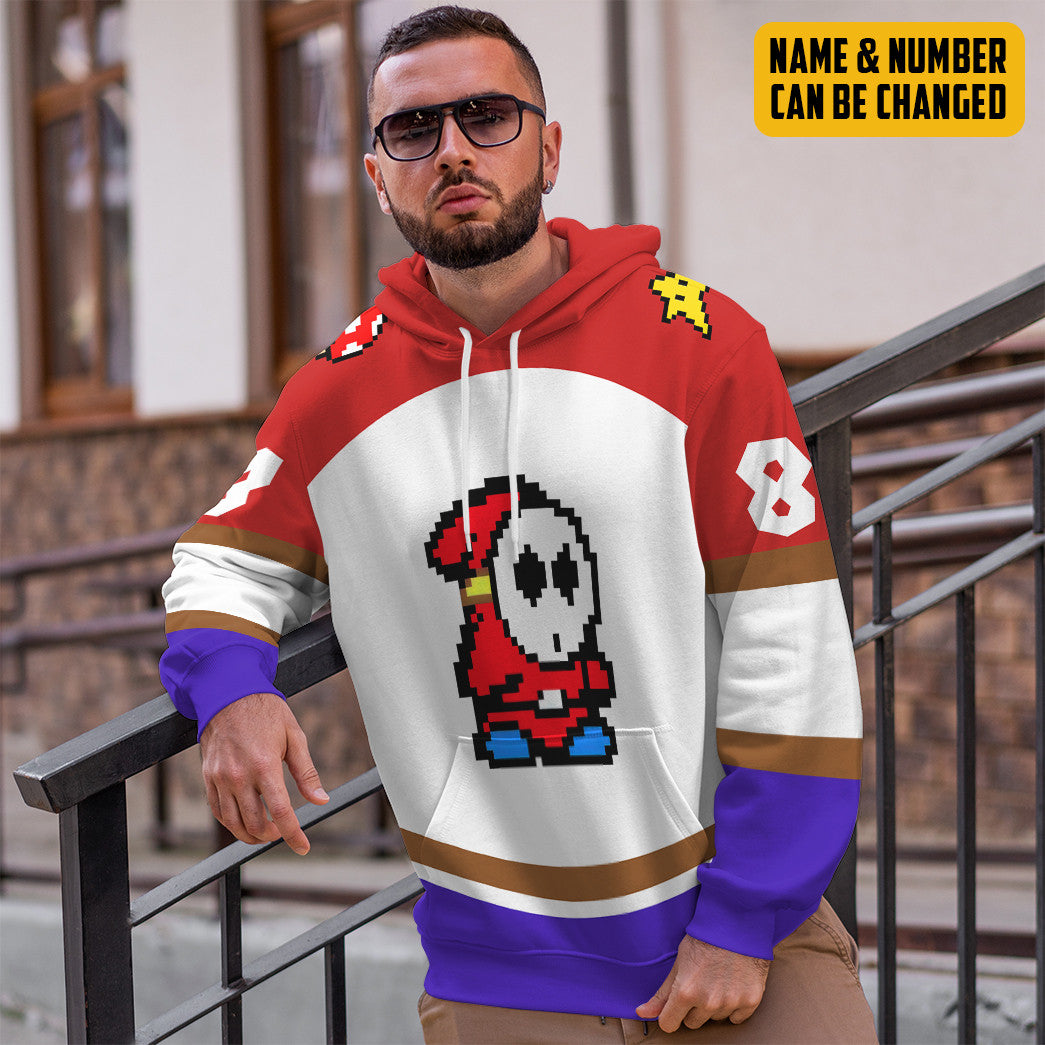 Shy Guy Sports Custom Name Custom Number Costume Hoodie Sweatshirt T-Shirt Sweatpants Tracksuit - Stormmerch Exclusive