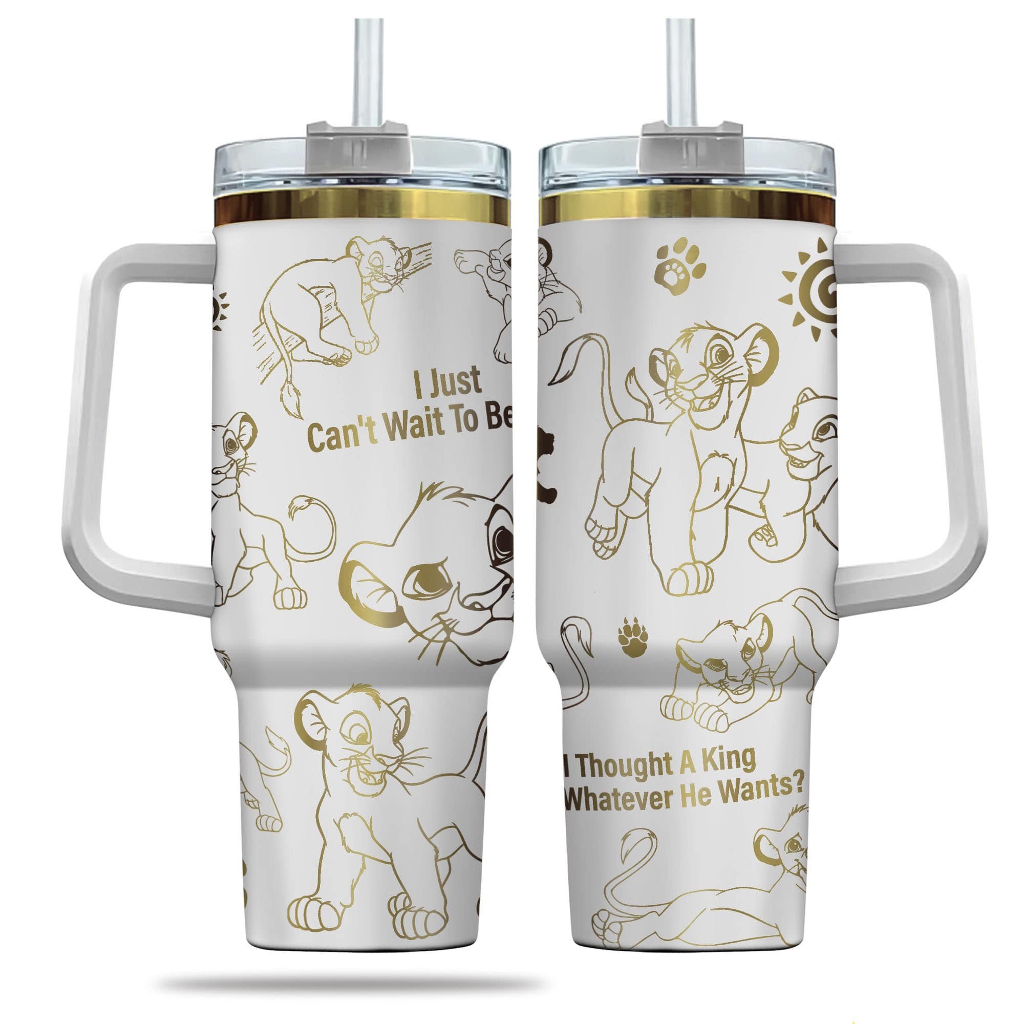 Simba Cartoon Custom Stanley Cup 40 oz 30 oz Tumbler With Handle