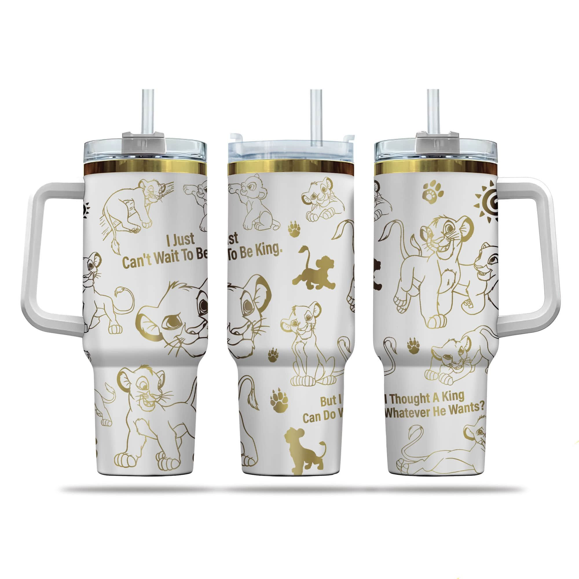 Simba Cartoon Custom Stanley Cup 40 oz 30 oz Tumbler With Handle