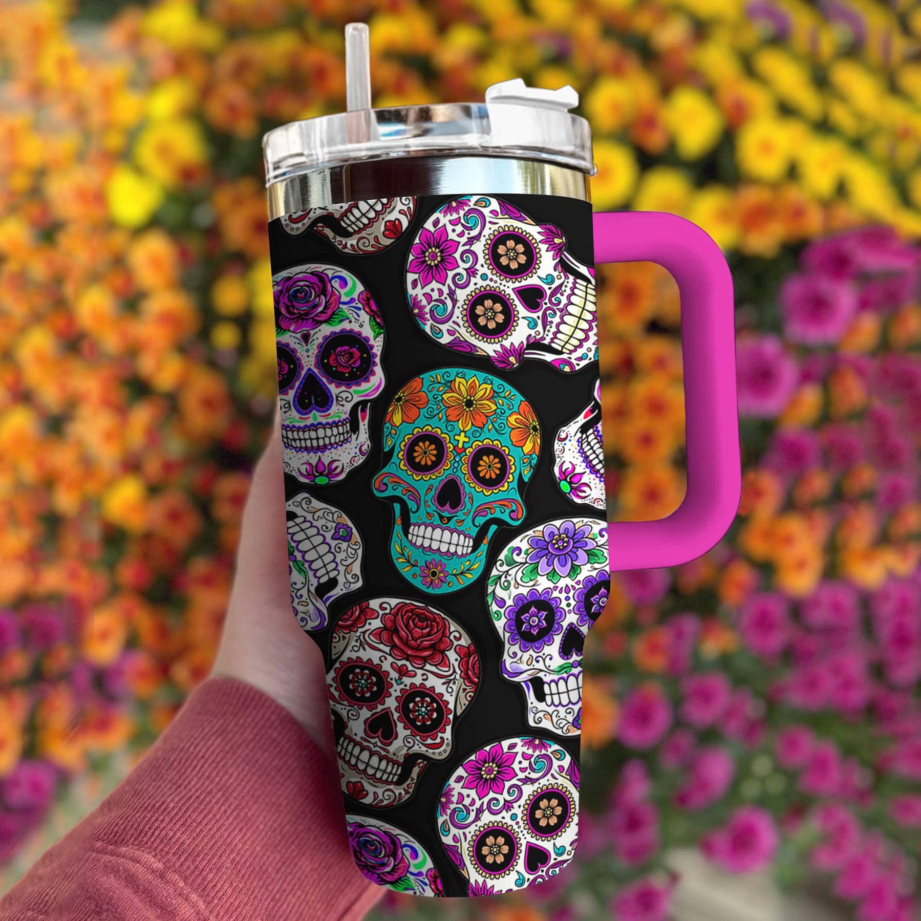 Skull Custom Stanley Cup 40 oz 30 oz Tumbler With Handle