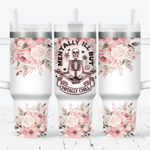 Skull Flower Custom Stanley Cup 40 oz 30 oz Tumbler With Handle