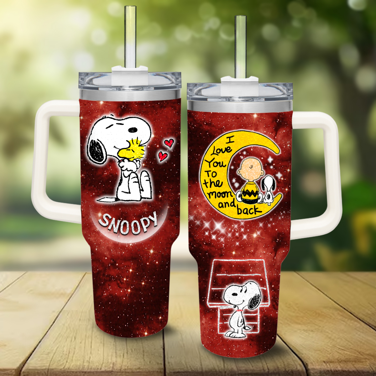 Snoopy and Charlie Brown Peanuts Cartoon Custom Stanley Cup 40 oz 30 oz Tumbler With Handle