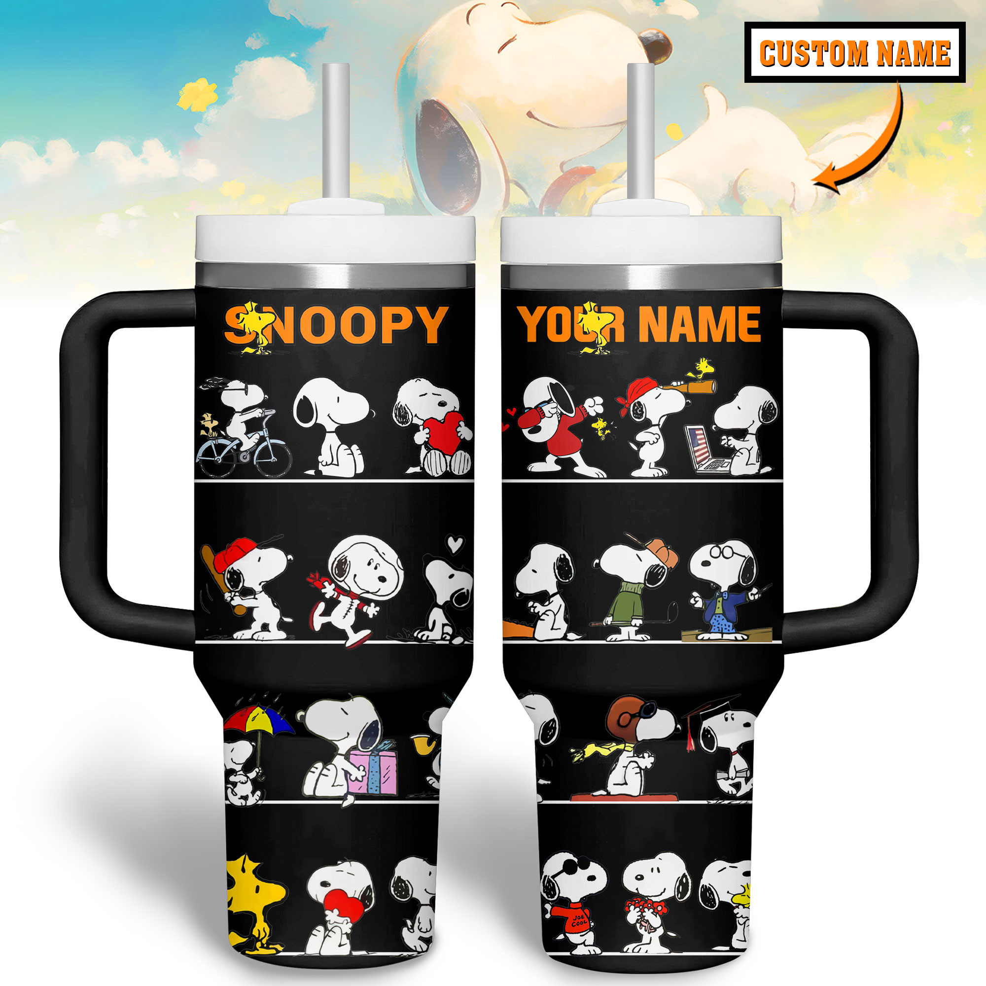 Snoopy Cartoon Custom Stanley Cup 40 oz 30 oz Tumbler With Handle