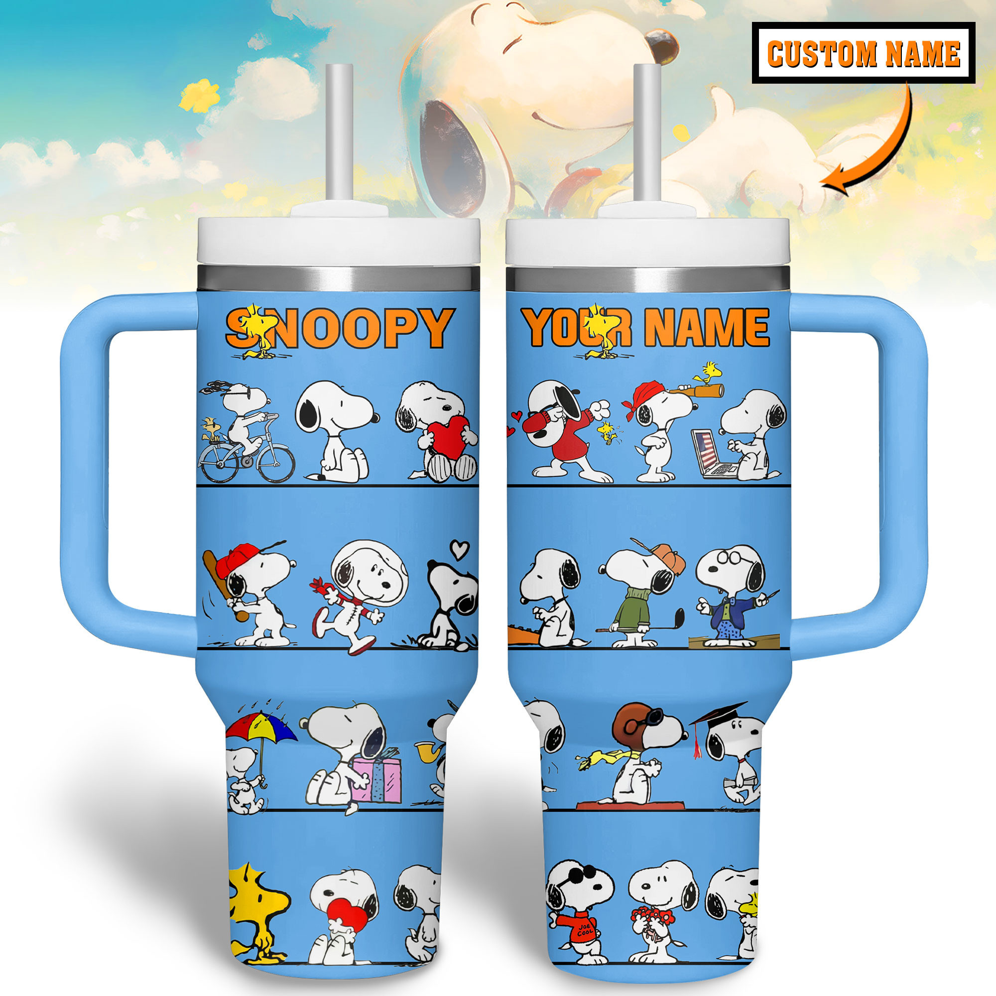Snoopy Cartoon Custom Stanley Cup 40 oz 30 oz Tumbler With Handle