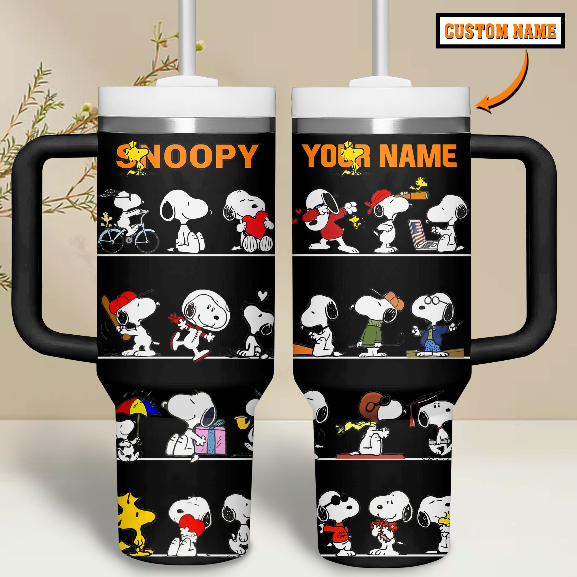 Snoopy Cartoon Custom Stanley Cup 40 oz 30 oz Tumbler With Handle