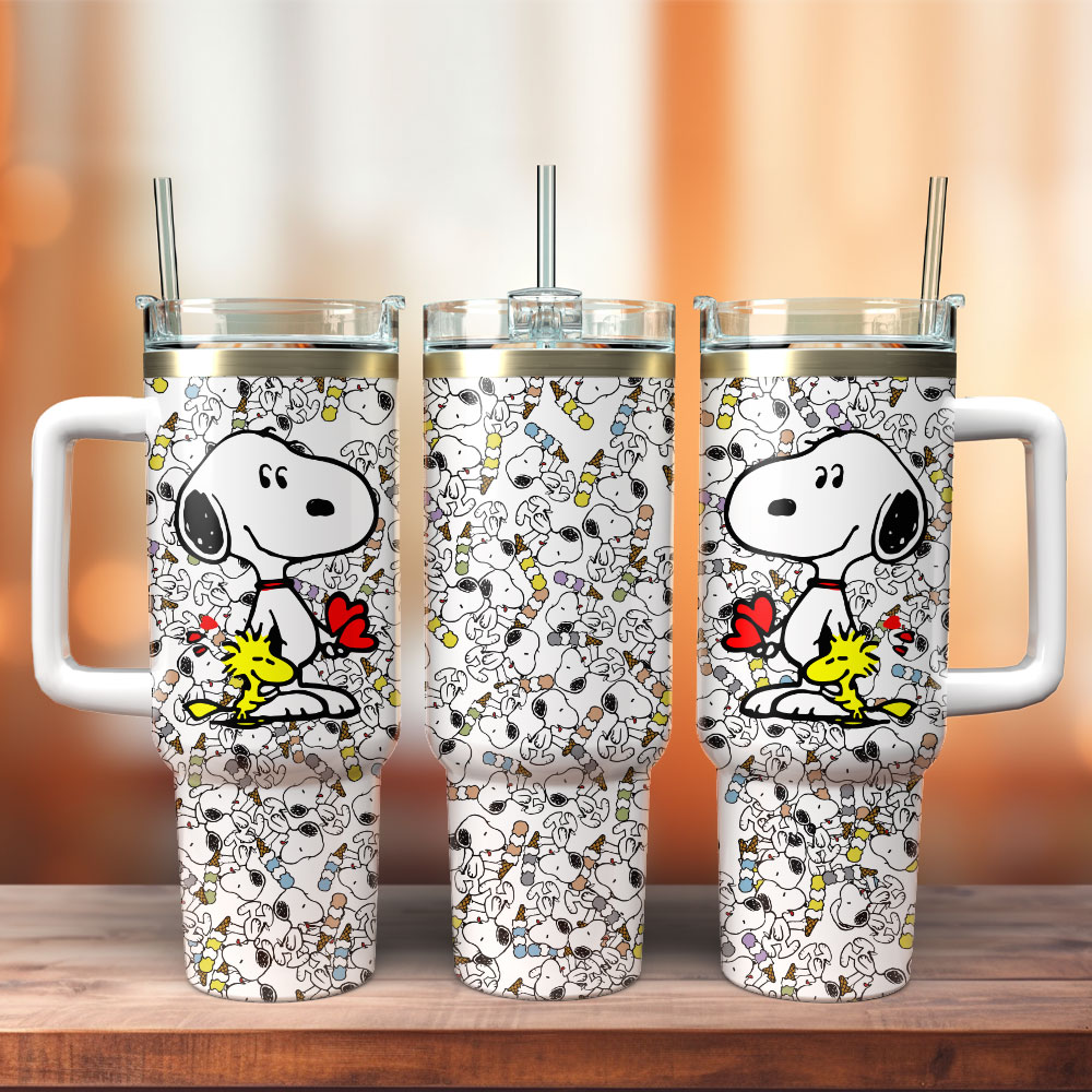 Snoopy Dog Pattern Cartoon Custom Stanley Cup 40 oz 30 oz Tumbler With Handle