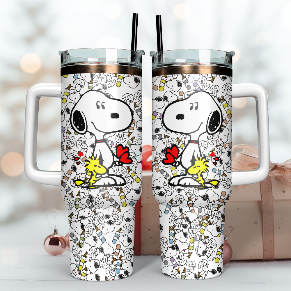Snoopy Dog Pattern Cartoon Custom Stanley Cup 40 oz 30 oz Tumbler With Handle