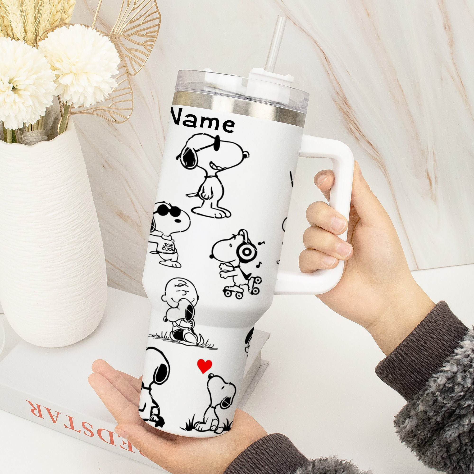 Snoopy Peanuts Snoopy Cartoon Custom Stanley Cup 40 oz 30 oz Tumbler With Handle