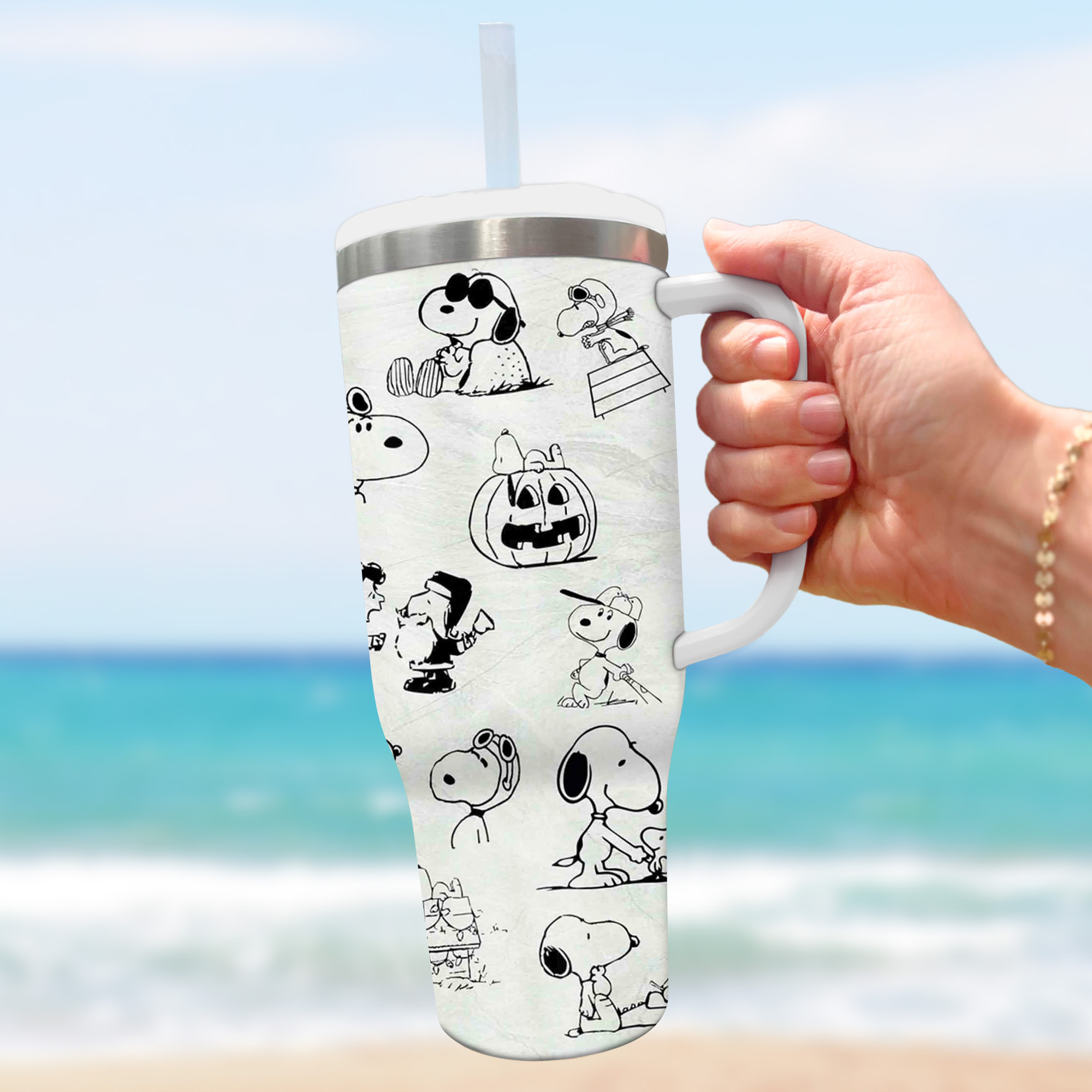 Snoopy Peanuts Snoopy Cartoon Custom Stanley Cup 40 oz 30 oz Tumbler With Handle