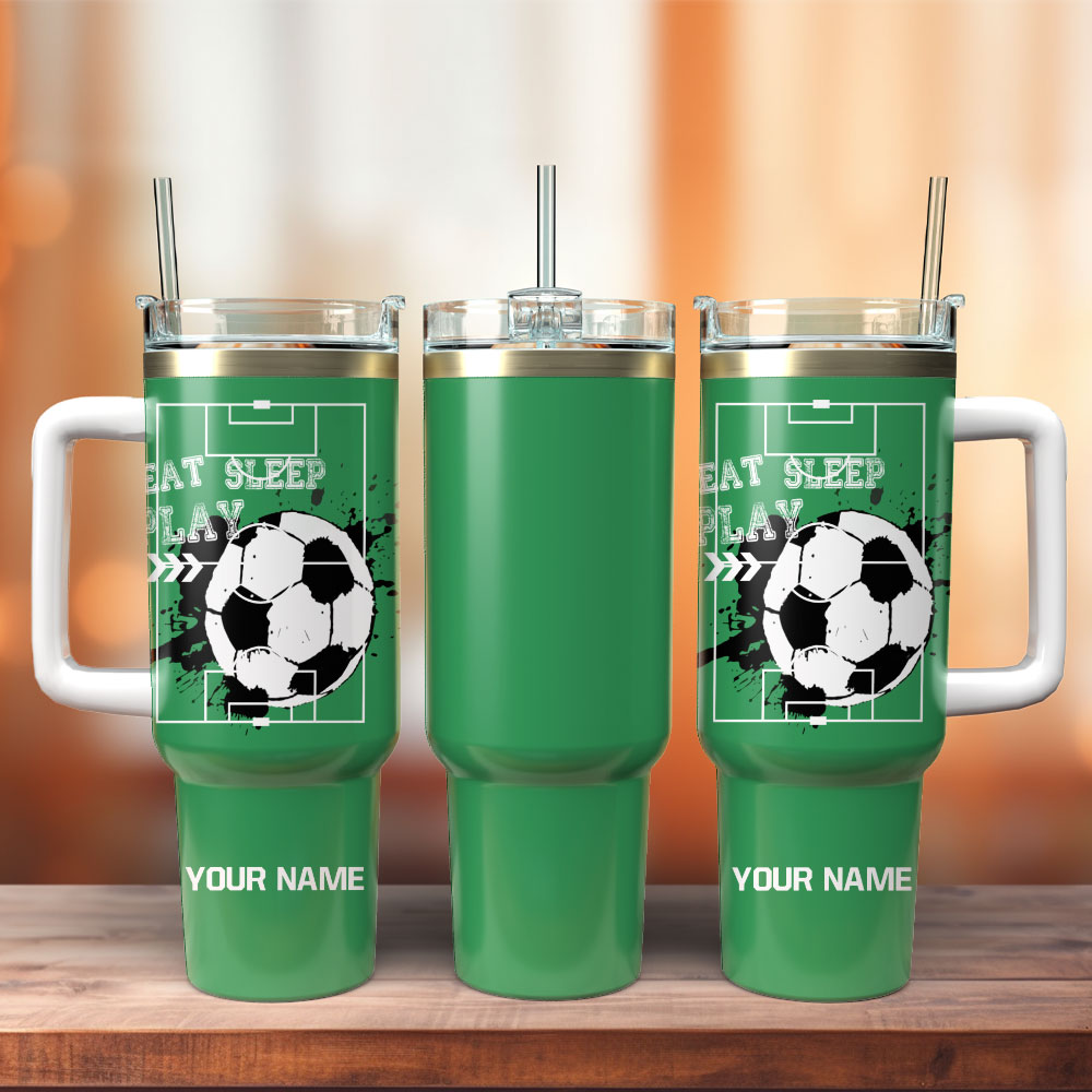 Soccer Ball Artwork Custom Stanley Cup 40 oz 30 oz Tumbler With Handle