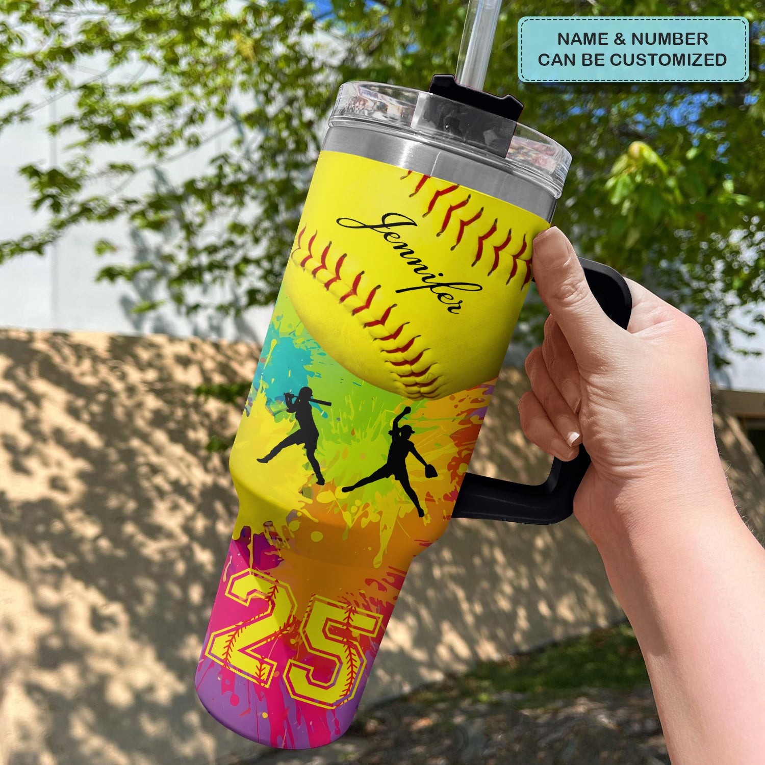 Softball Custom Stanley Cup 40 oz 30 oz Tumbler With Handle