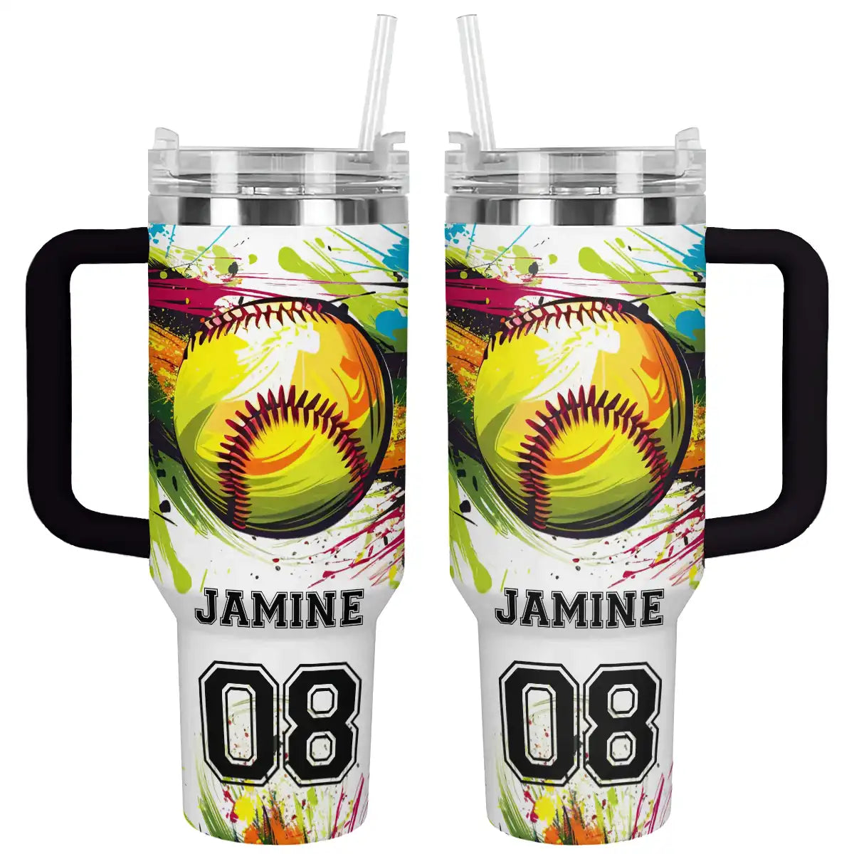 Softball Custom Stanley Cup 40 oz 30 oz Tumbler With Handle