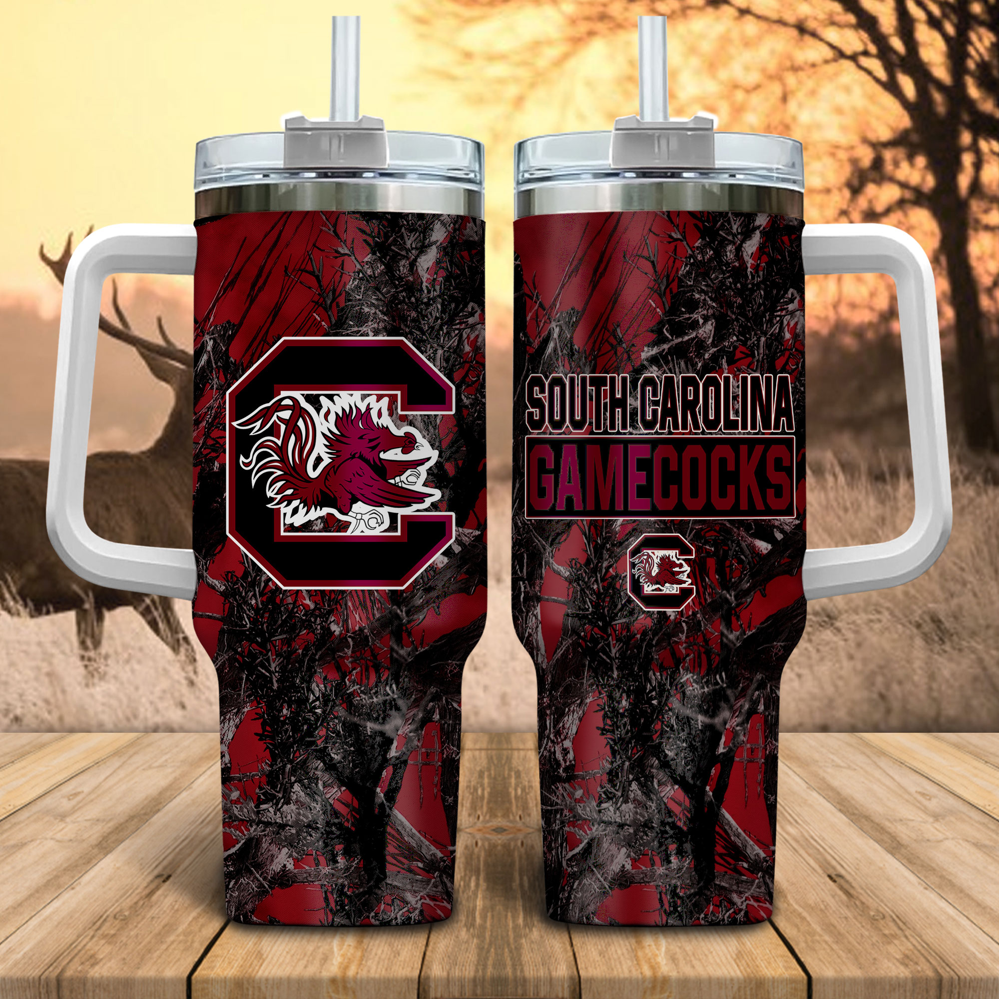 South Carolina Gamecocks NCAA Hunting Custom Stanley Cup 40 oz 30 oz Tumbler With Handle
