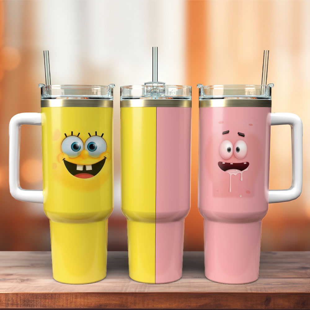 SpongeBob SquarePants Cartoon Custom Stanley Cup 40 oz 30 oz Tumbler With Handle