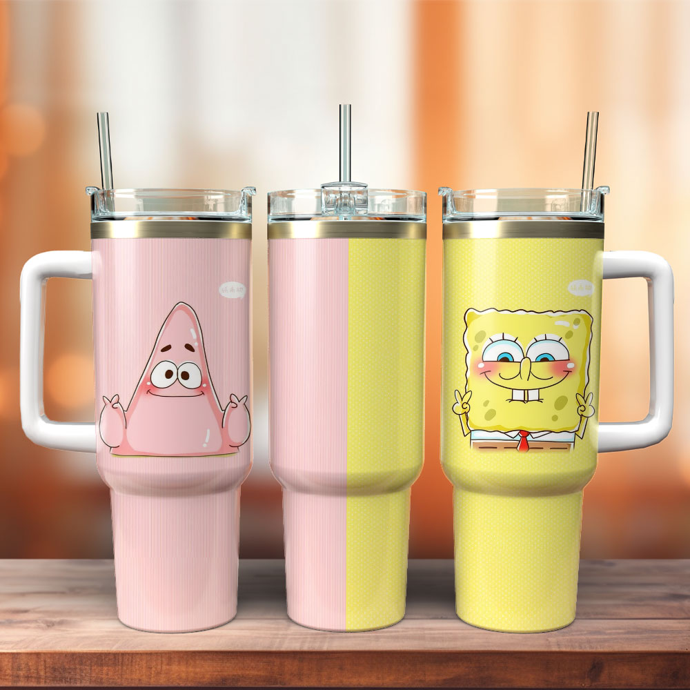 SpongeBob SquarePants Cartoon Custom Stanley Cup 40 oz 30 oz Tumbler With Handle