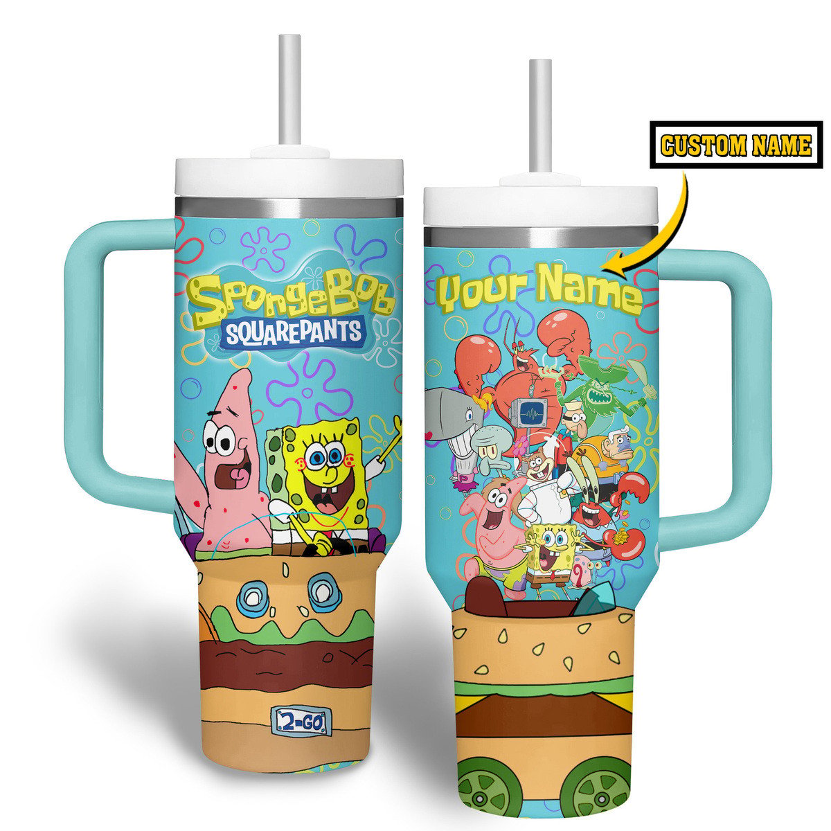 SpongeBob SquarePants Cartoon Custom Stanley Cup 40 oz 30 oz Tumbler With Handle