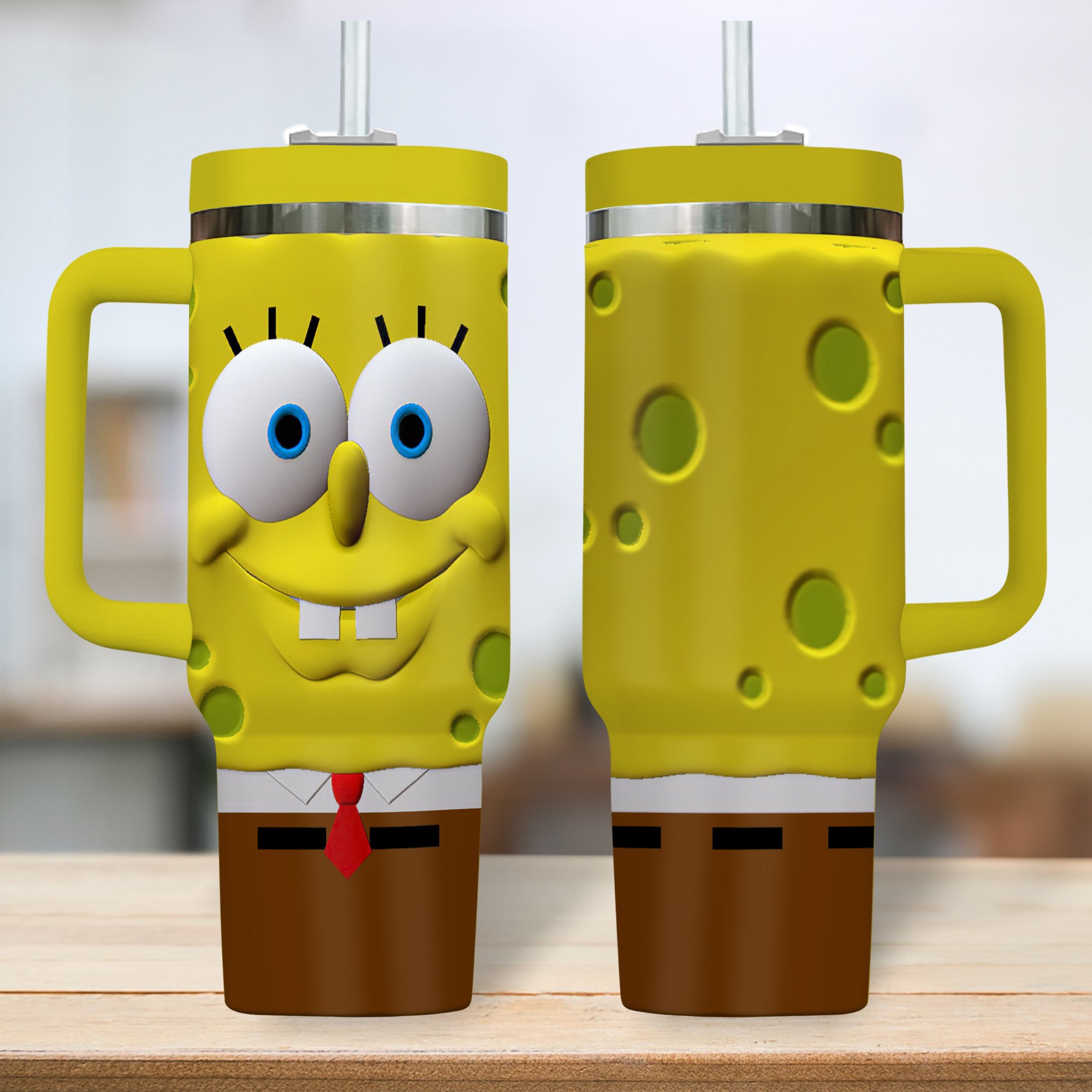 SpongeBob SquarePants Cartoon Custom Stanley Cup 40 oz 30 oz Tumbler With Handle