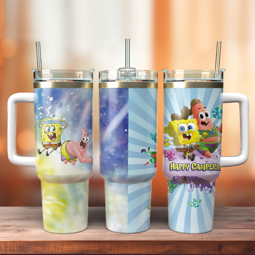 SpongeBob SquarePants Cartoon Custom Stanley Cup 40 oz 30 oz Tumbler With Handle