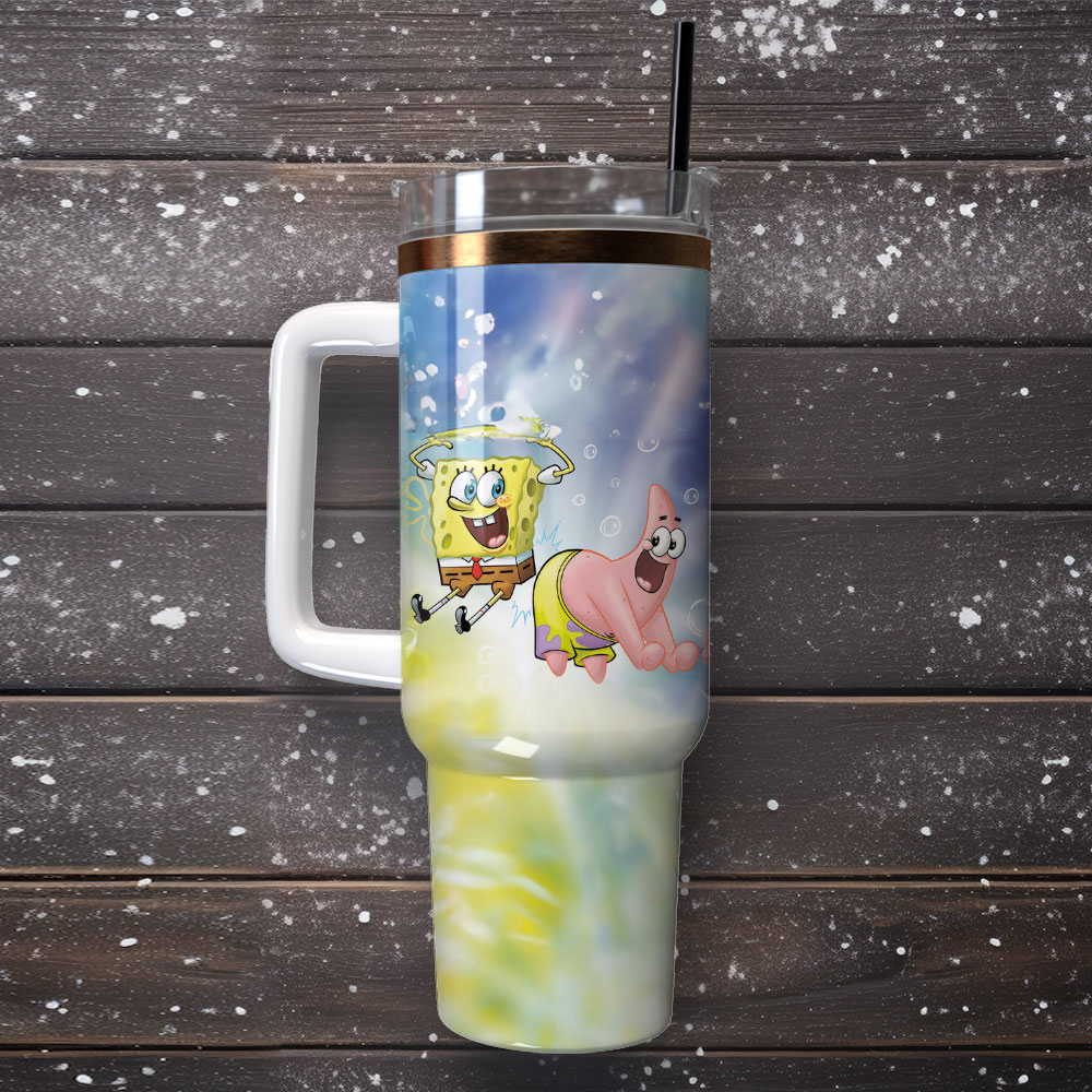 SpongeBob SquarePants Cartoon Custom Stanley Cup 40 oz 30 oz Tumbler With Handle