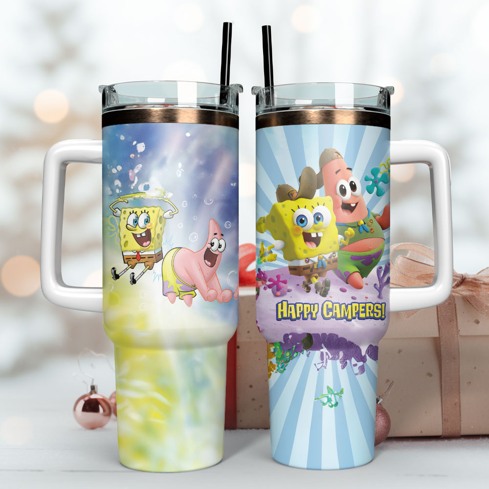 SpongeBob SquarePants Cartoon Custom Stanley Cup 40 oz 30 oz Tumbler With Handle
