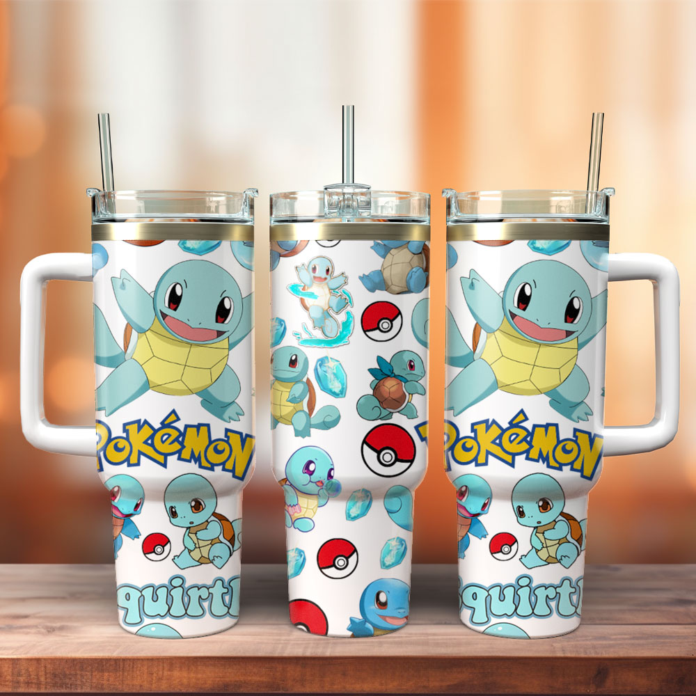 Squirtle Pokemon Anime Cartoon Custom Stanley Cup 40 oz 30 oz Tumbler With Handle