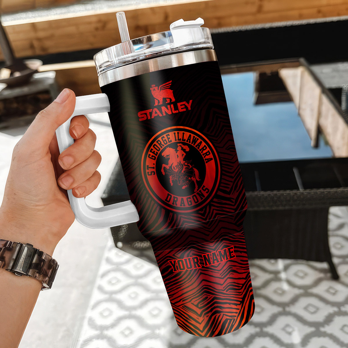 St. George Illawarra Dragons NRL Zubaz Print Custom Stanley Cup 40 oz 30 oz Tumbler With Handle