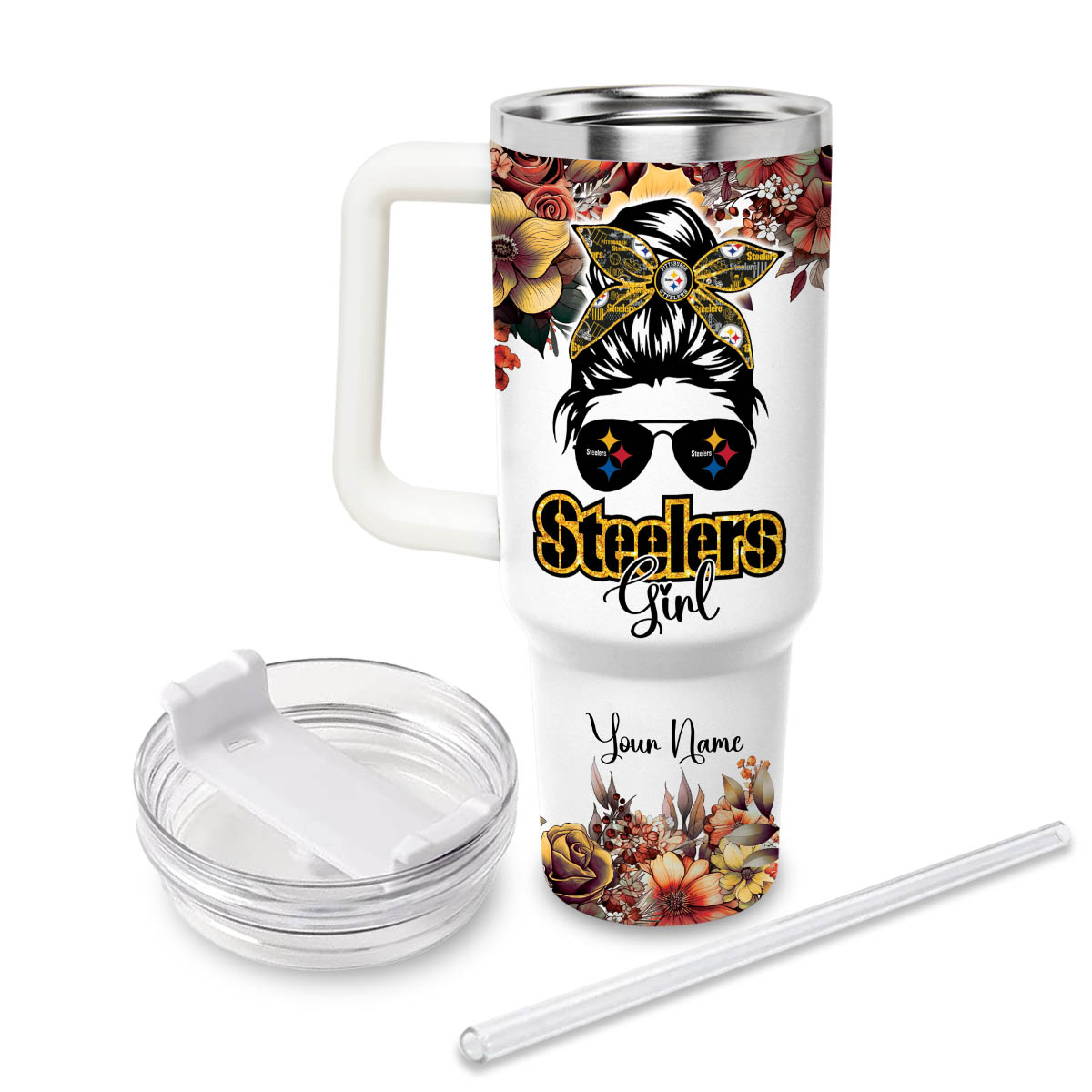 Steelers Cartoon Custom Stanley Cup 40 oz 30 oz Tumbler With Handle