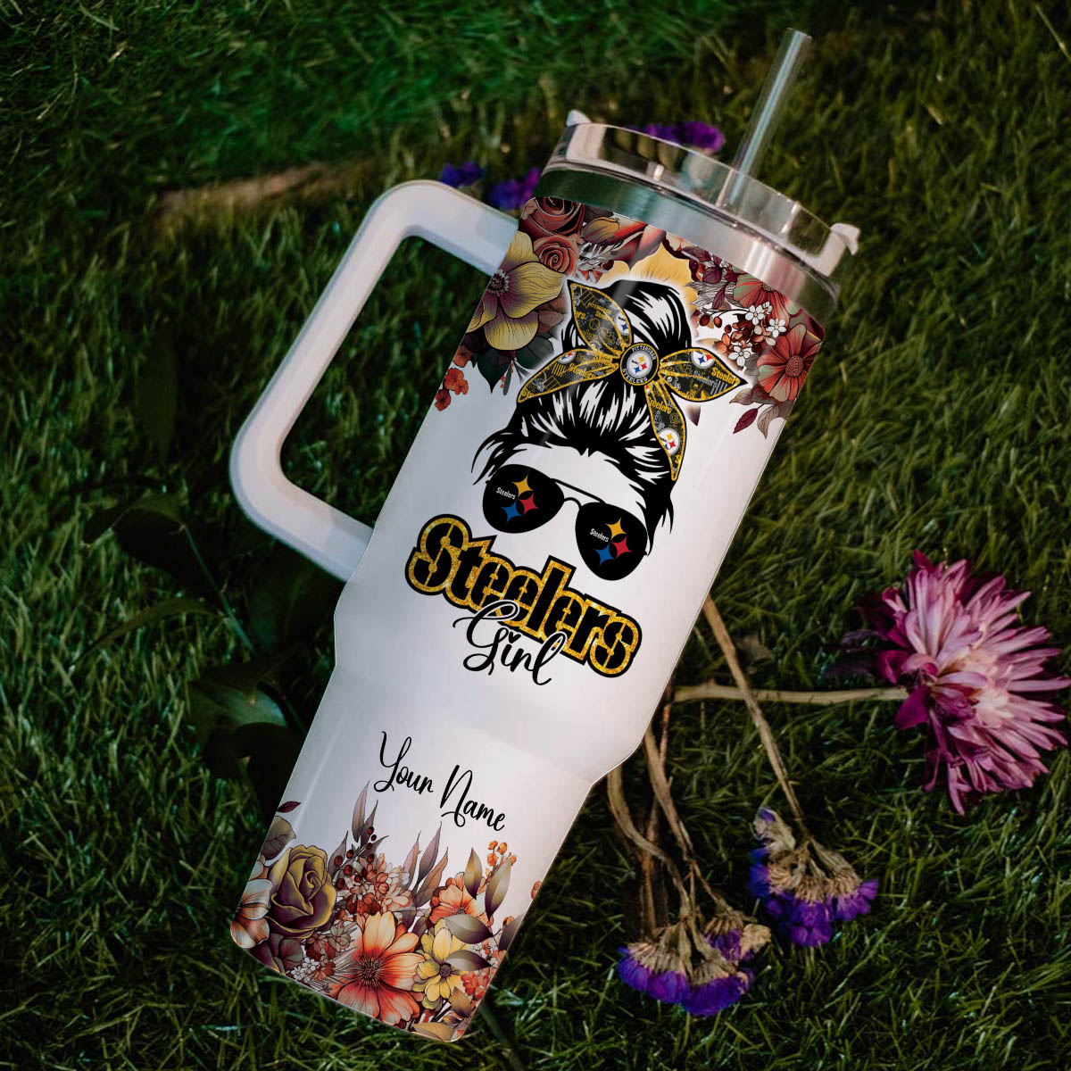 Steelers Cartoon Custom Stanley Cup 40 oz 30 oz Tumbler With Handle