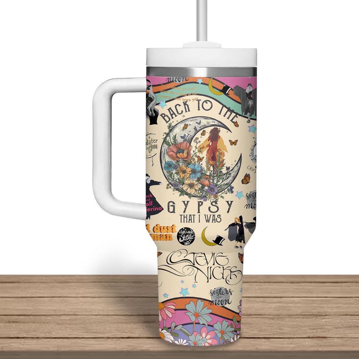 Stevie Nicks Music Custom Stanley Cup 40 oz 30 oz Tumbler With Handle